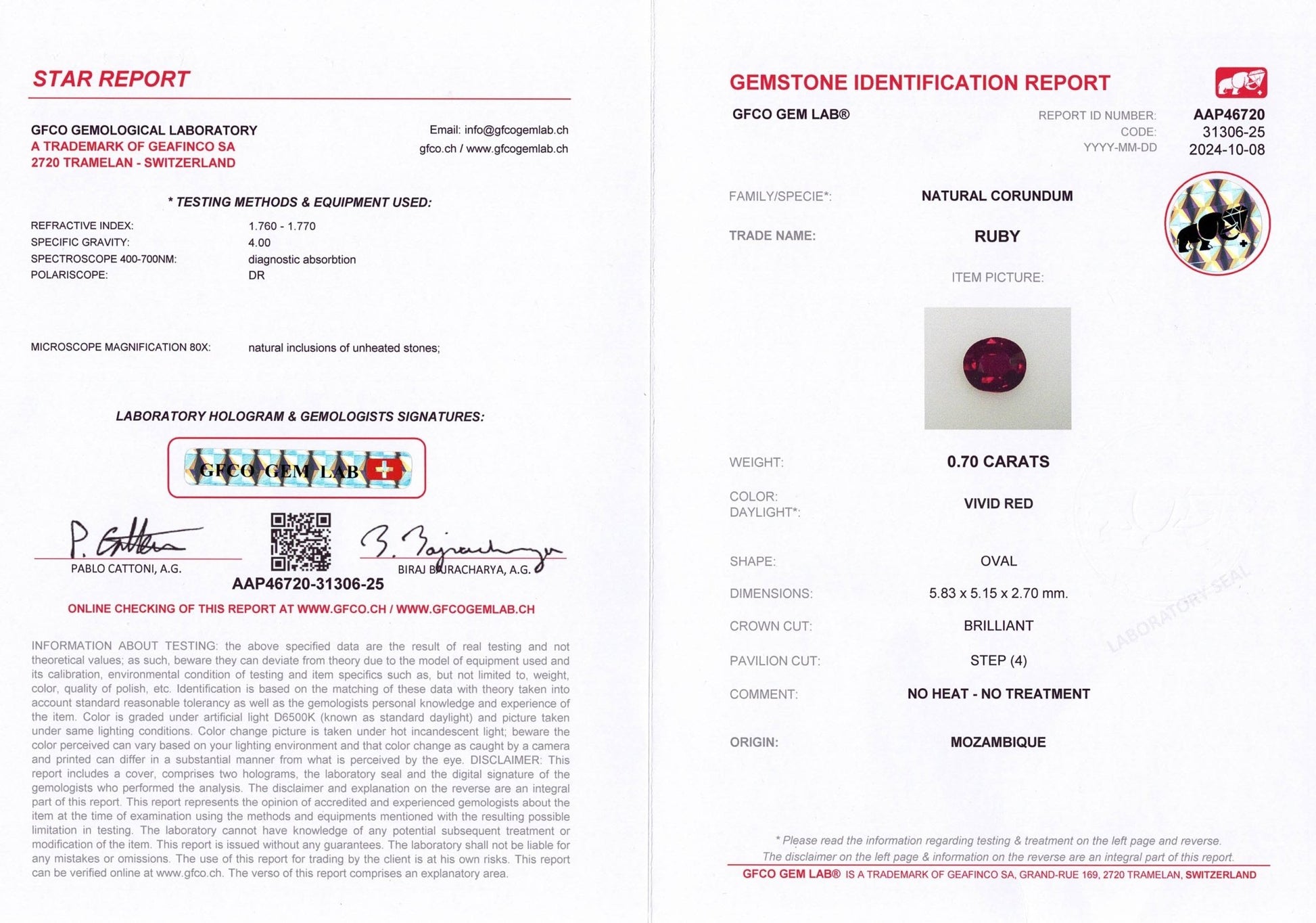 0.70ct Pigeon Blood Ruby - The Sapphire Merchant