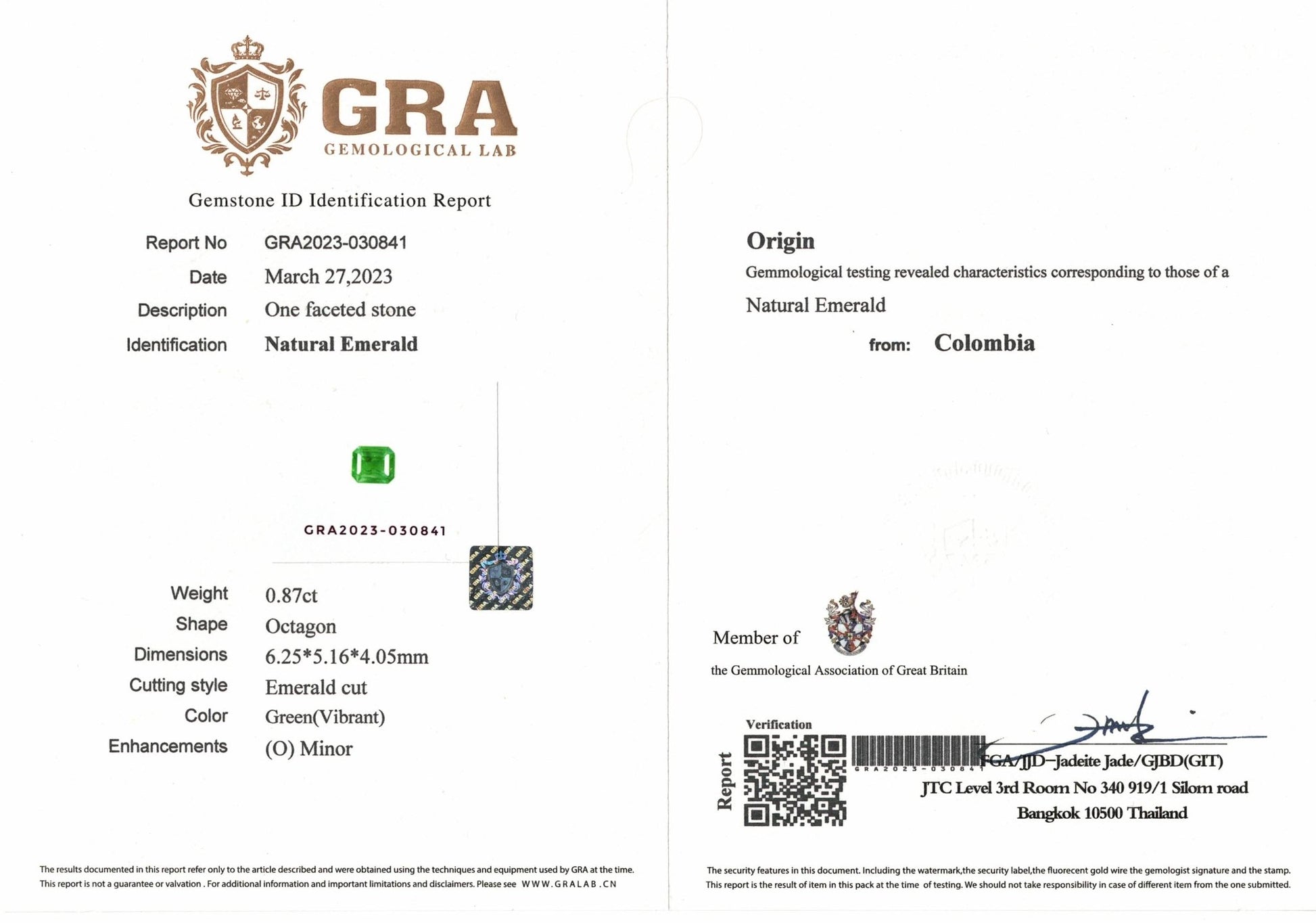 0.87ct Colombian Emerald - The Sapphire Merchant