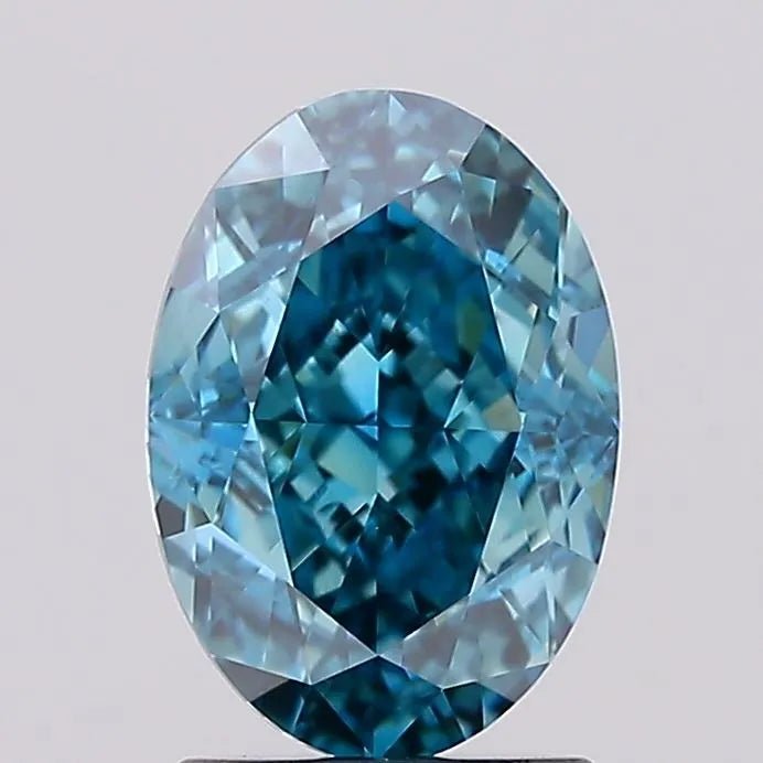 2.10ct Oval Lab Grown Diamond (Colour Fancy Vivid Blue, Clarity VS1, IGI Certified) - The Sapphire Merchant