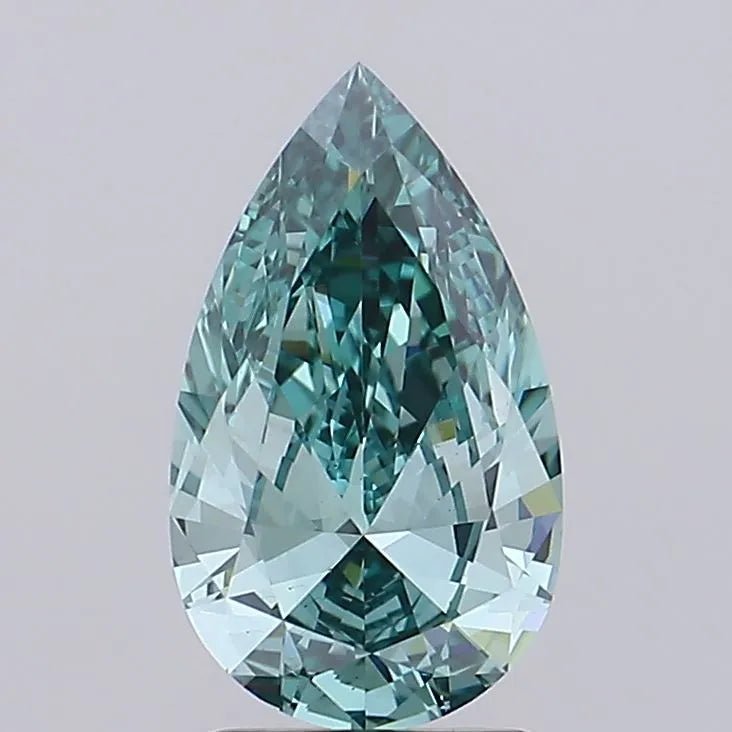 2.00ct Pear Lab Grown Diamond (Colour Fancy Vivid Blue Green, Clarity VS1, IGI Certified) - The Sapphire Merchant