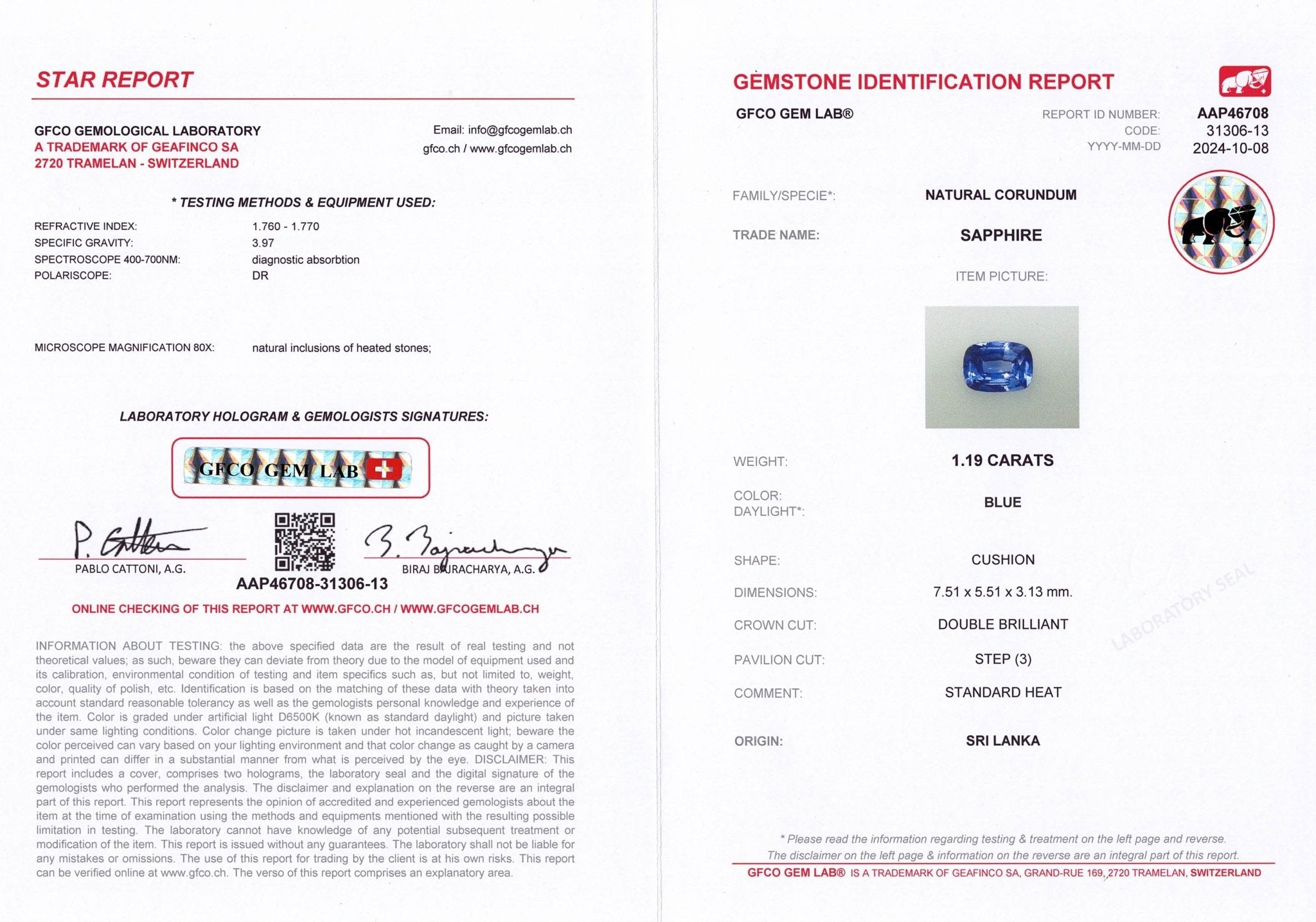 1.19ct Cornflower Blue Sapphire - The Sapphire Merchant