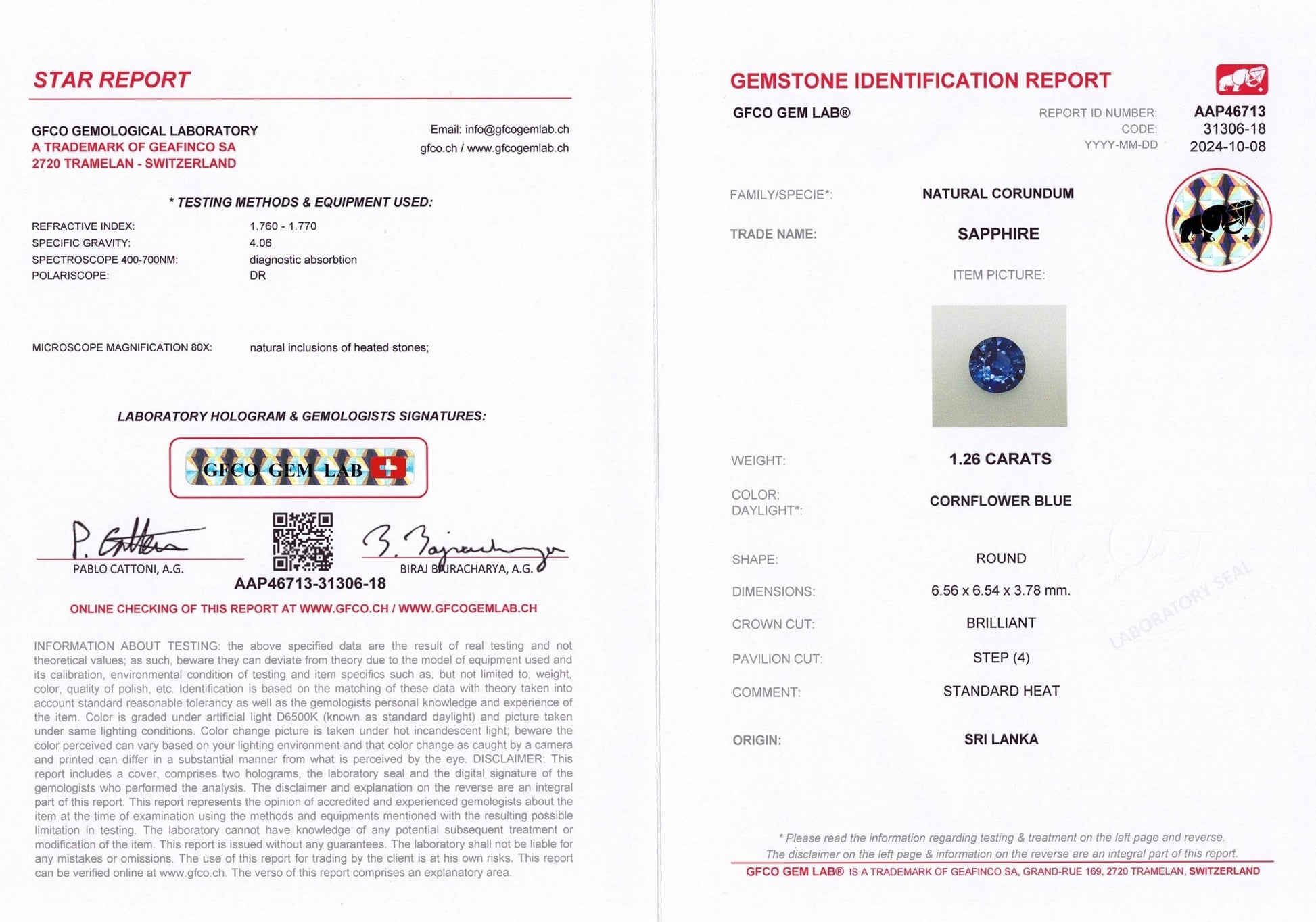 1.26ct Blue Sapphire - The Sapphire Merchant