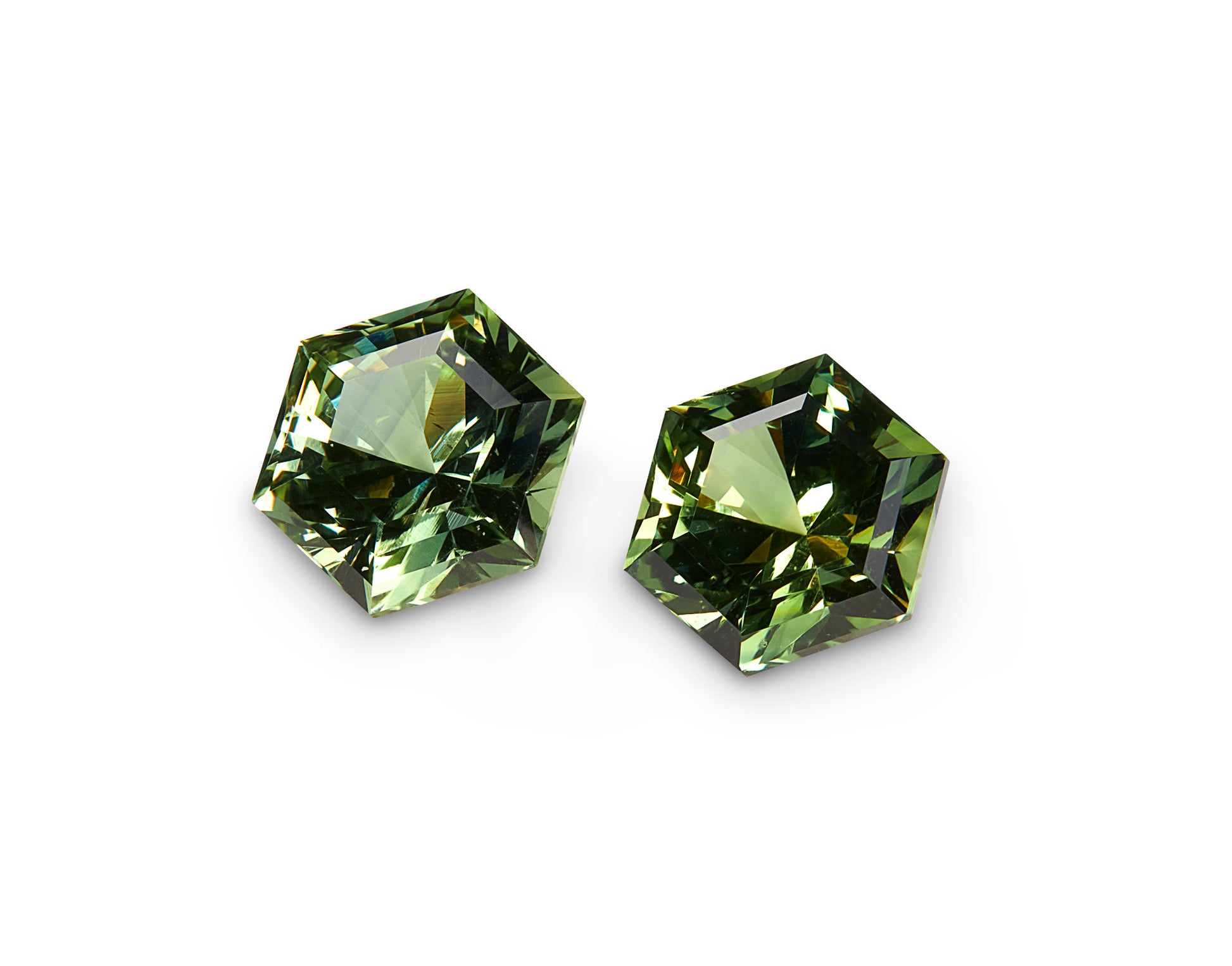 1.78ct Green Sapphire Pair - The Sapphire Merchant