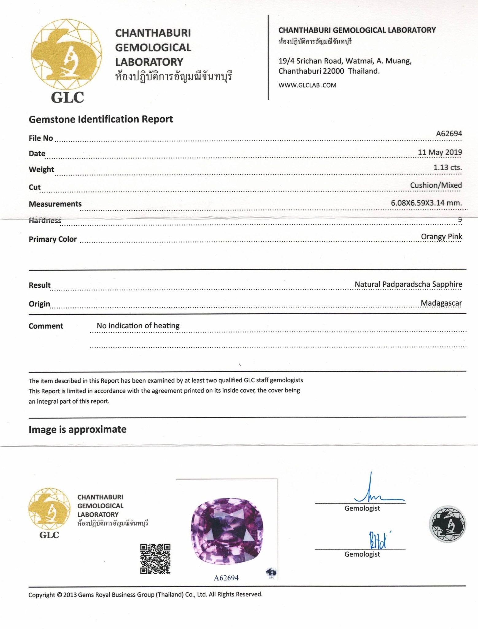 1.13ct Padparadscha Sapphire - The Sapphire Merchant