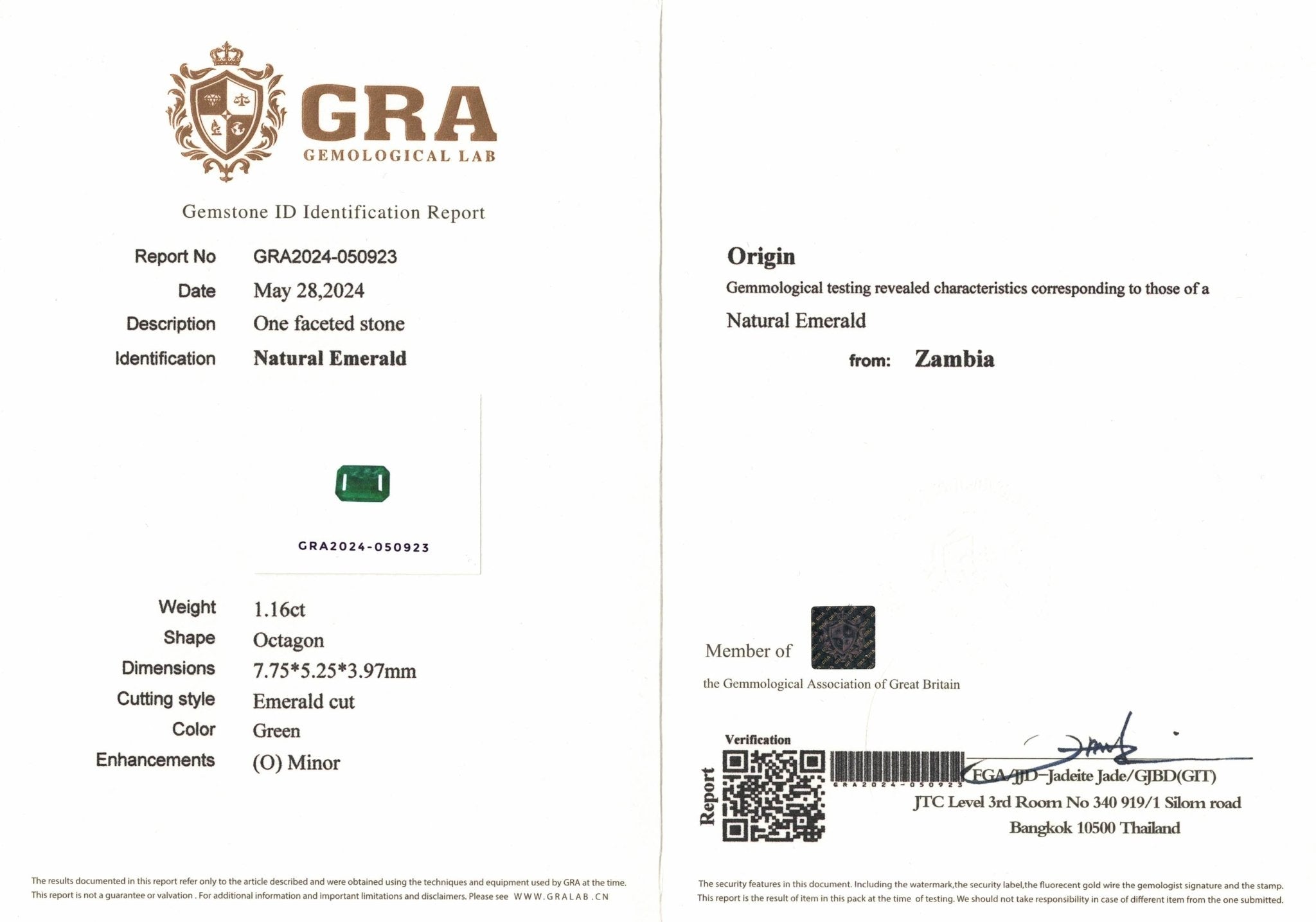 1.16ct Zambian Emerald - The Sapphire Merchant