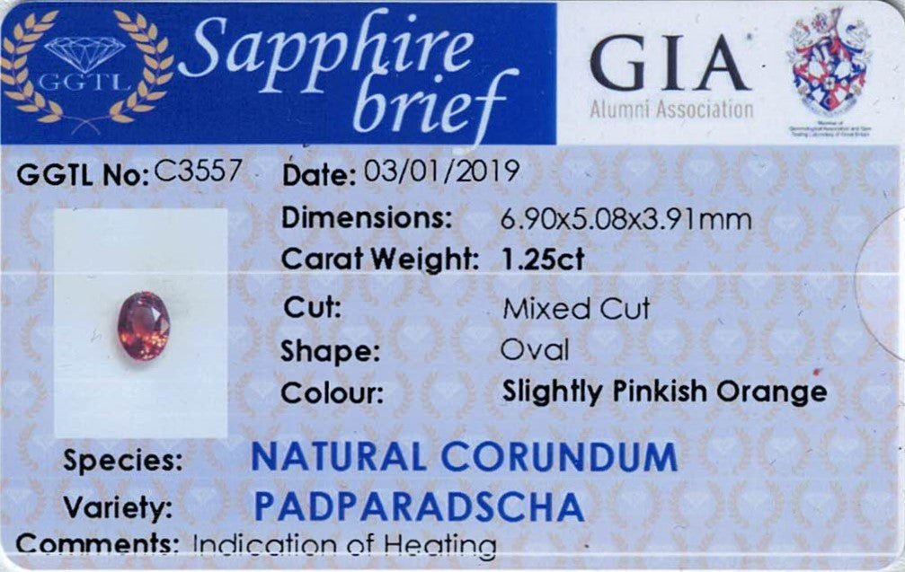 1.25ct Padparadscha Sapphire - The Sapphire Merchant