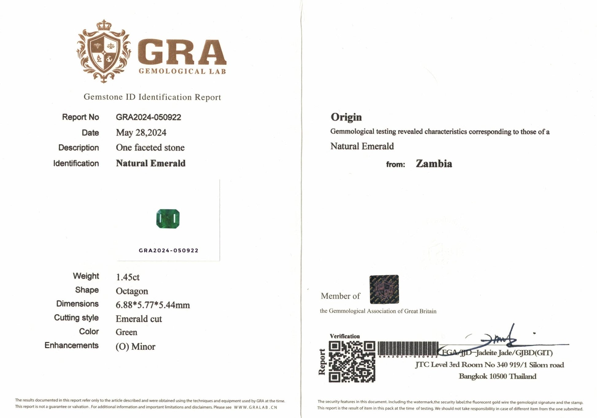 1.45ct Zambian Emerald - The Sapphire Merchant