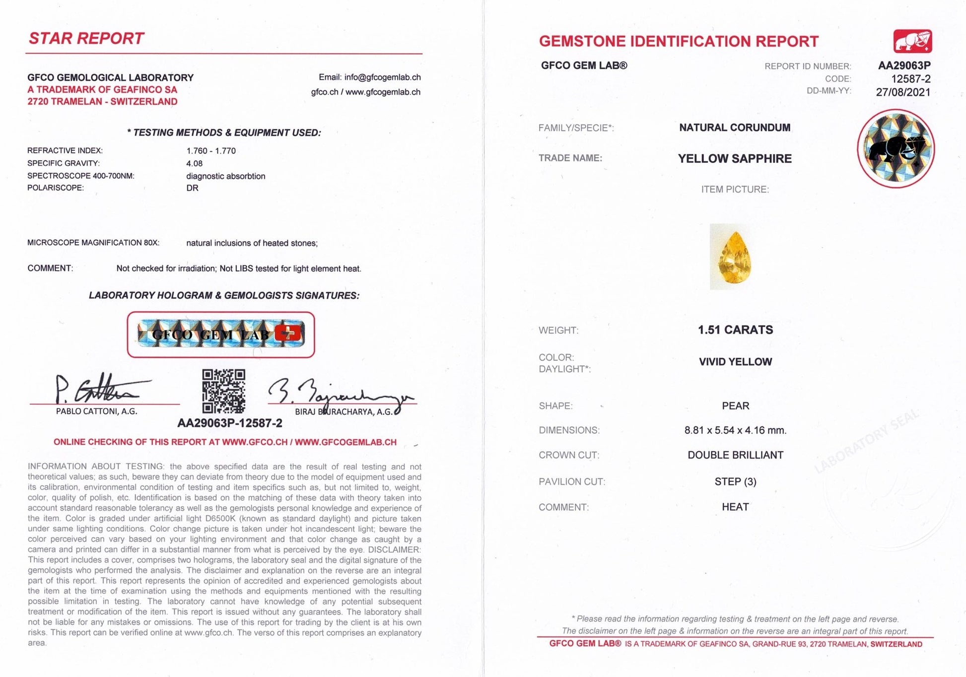 1.51ct Yellow Sapphire - The Sapphire Merchant