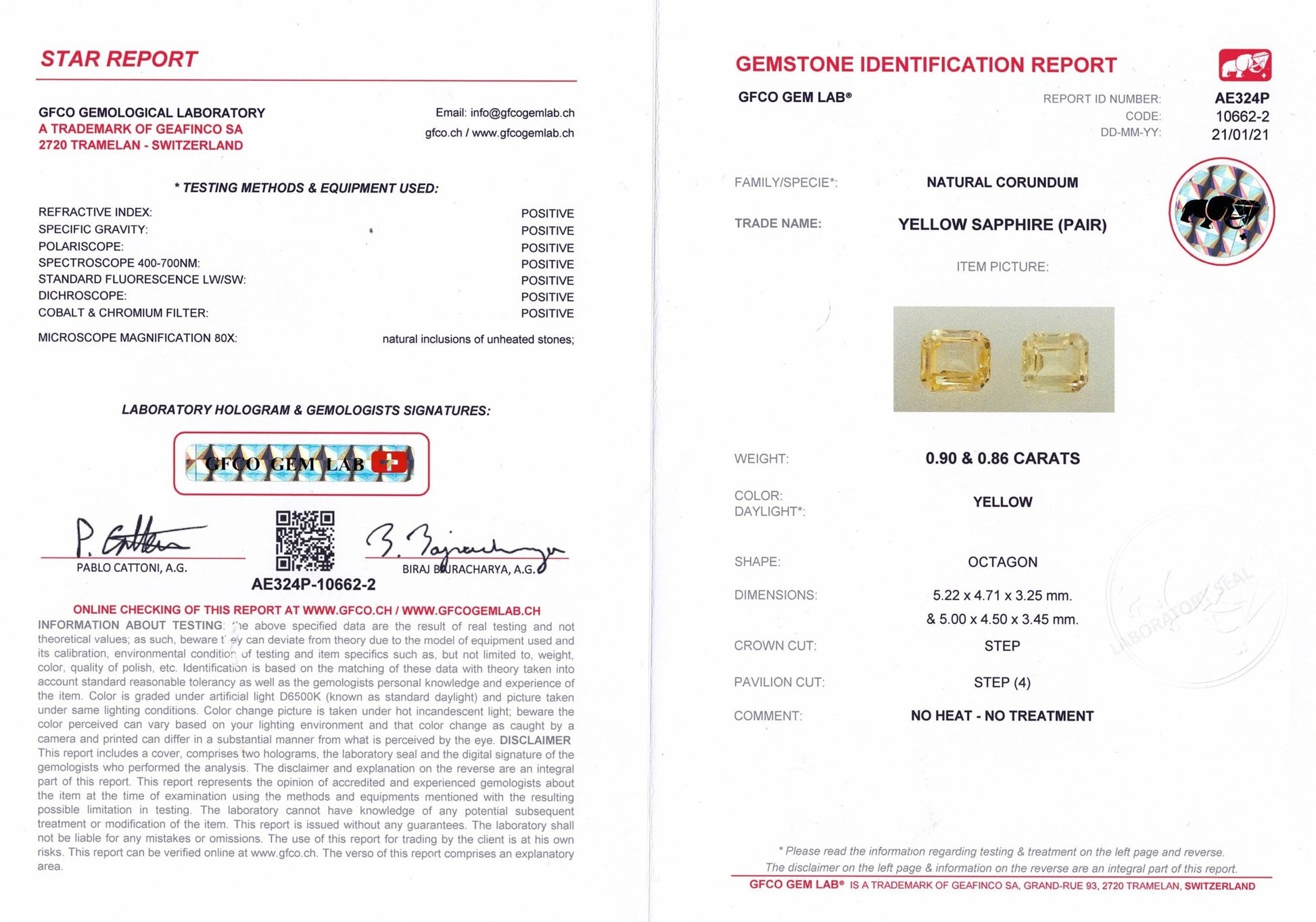 1.76ct Yellow Sapphire Pair - The Sapphire Merchant