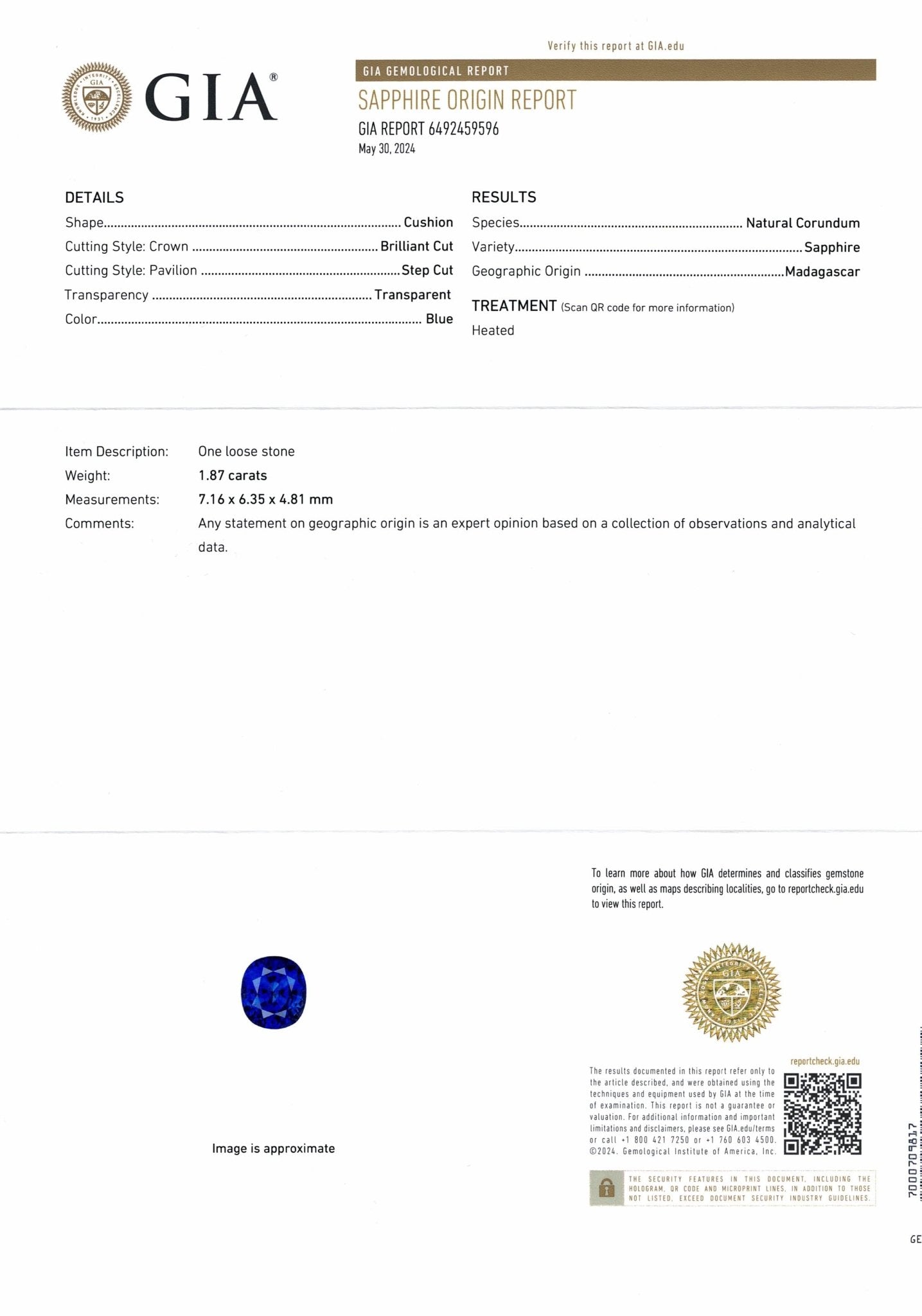 1.87ct Royal Blue Sapphire - The Sapphire Merchant