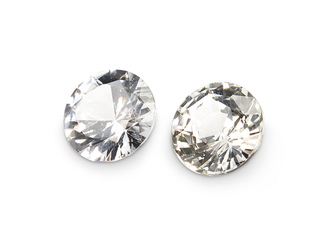 2.06ct White Sapphire Pair - The Sapphire Merchant