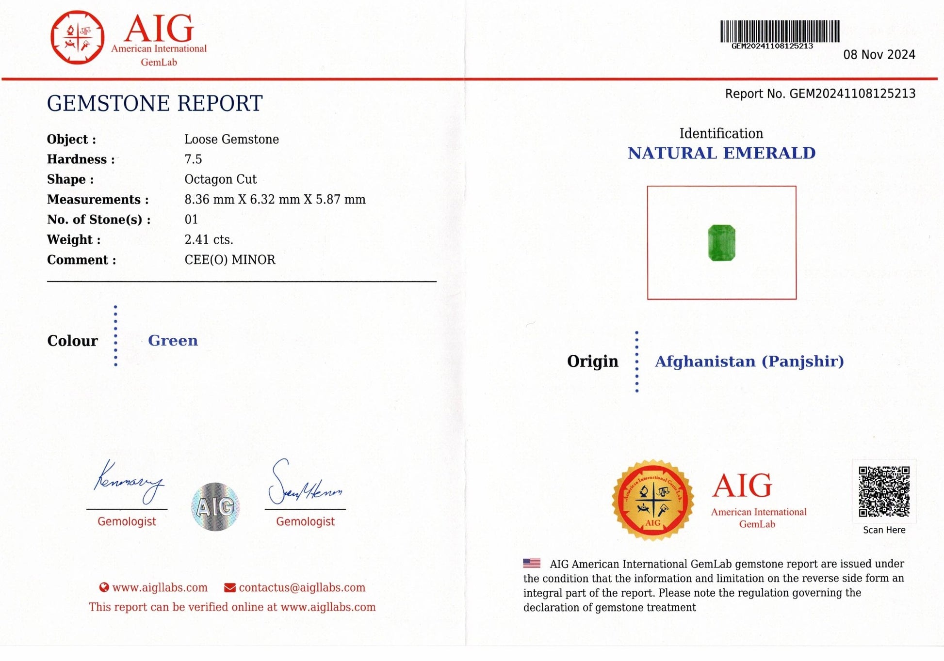 2.41ct Panjshir Emerald - The Sapphire Merchant