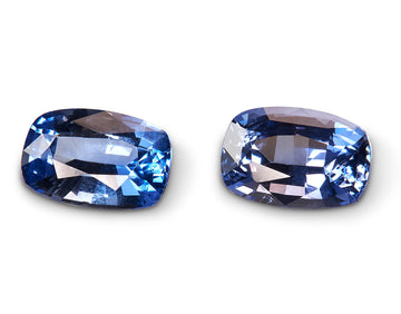 2.43ct Cornflower Blue Sapphire Cushion Cut Pair