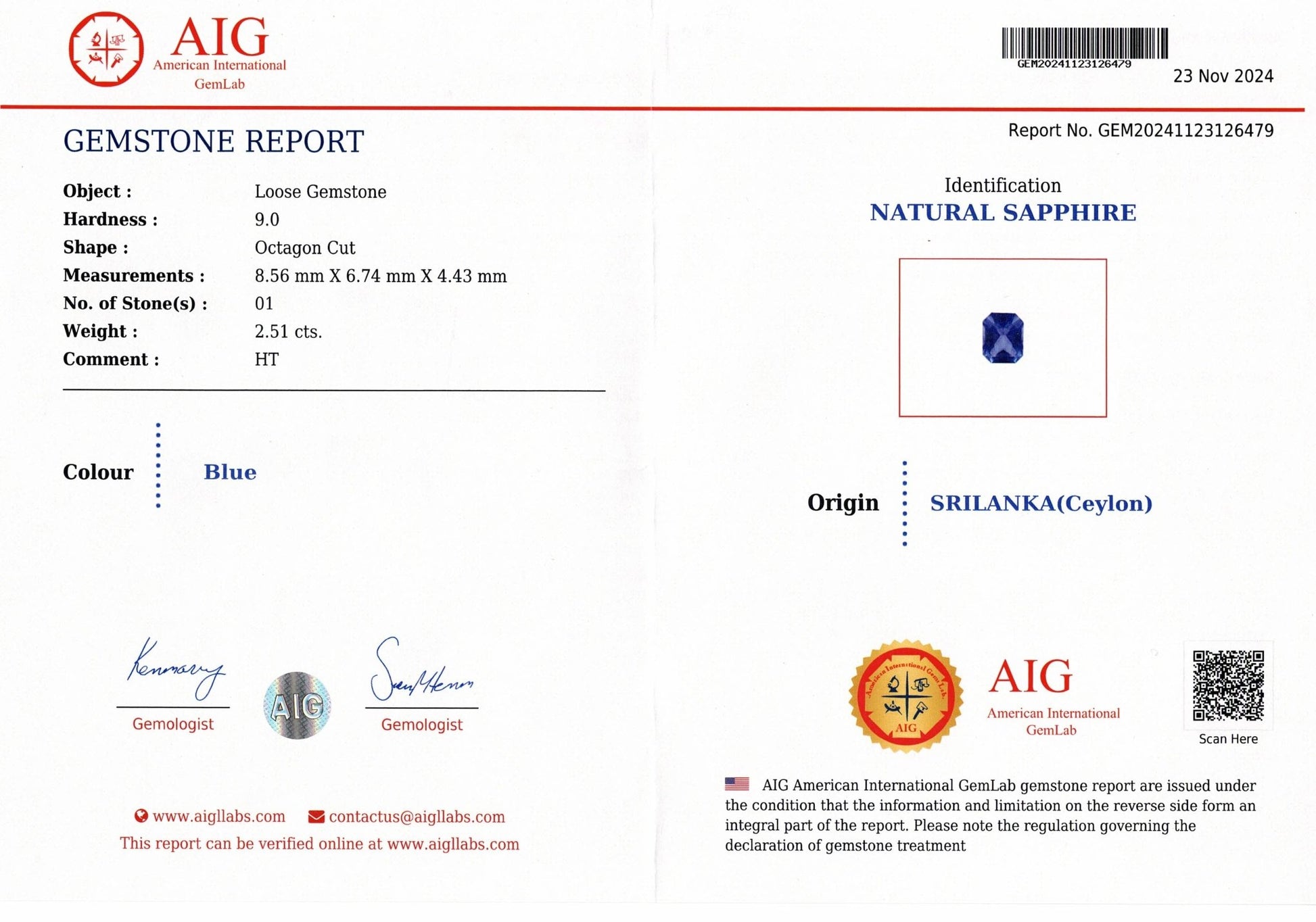 2.51ct Blue Sapphire - The Sapphire Merchant