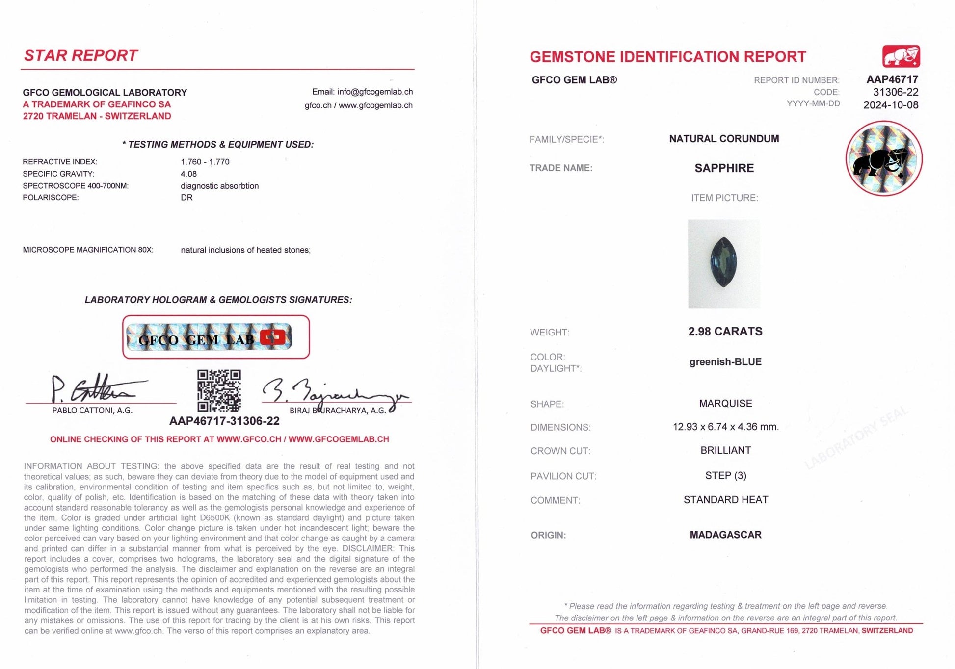 2.98ct Teal Sapphire - The Sapphire Merchant
