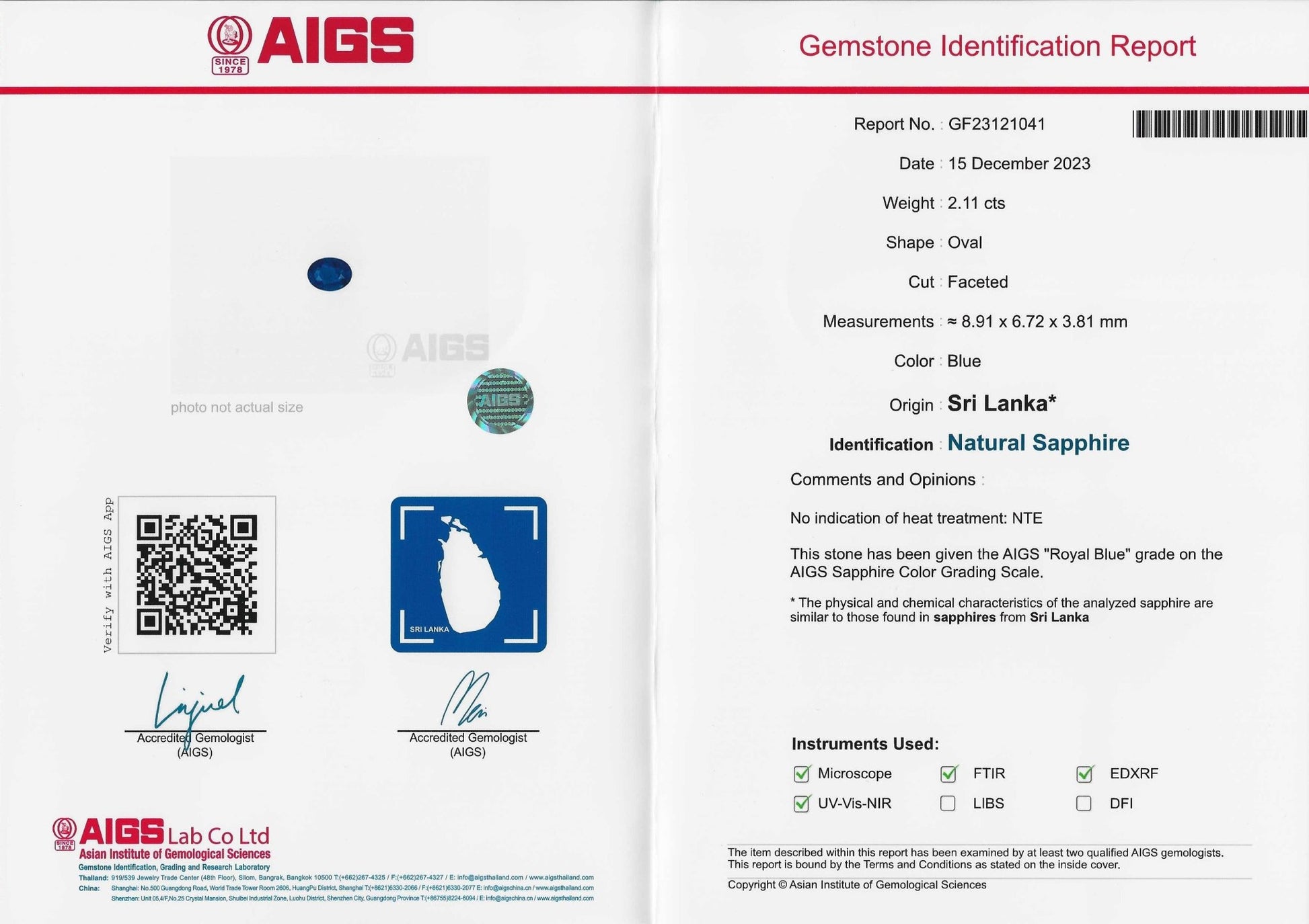 2.11ct Royal Blue Sapphire - The Sapphire Merchant