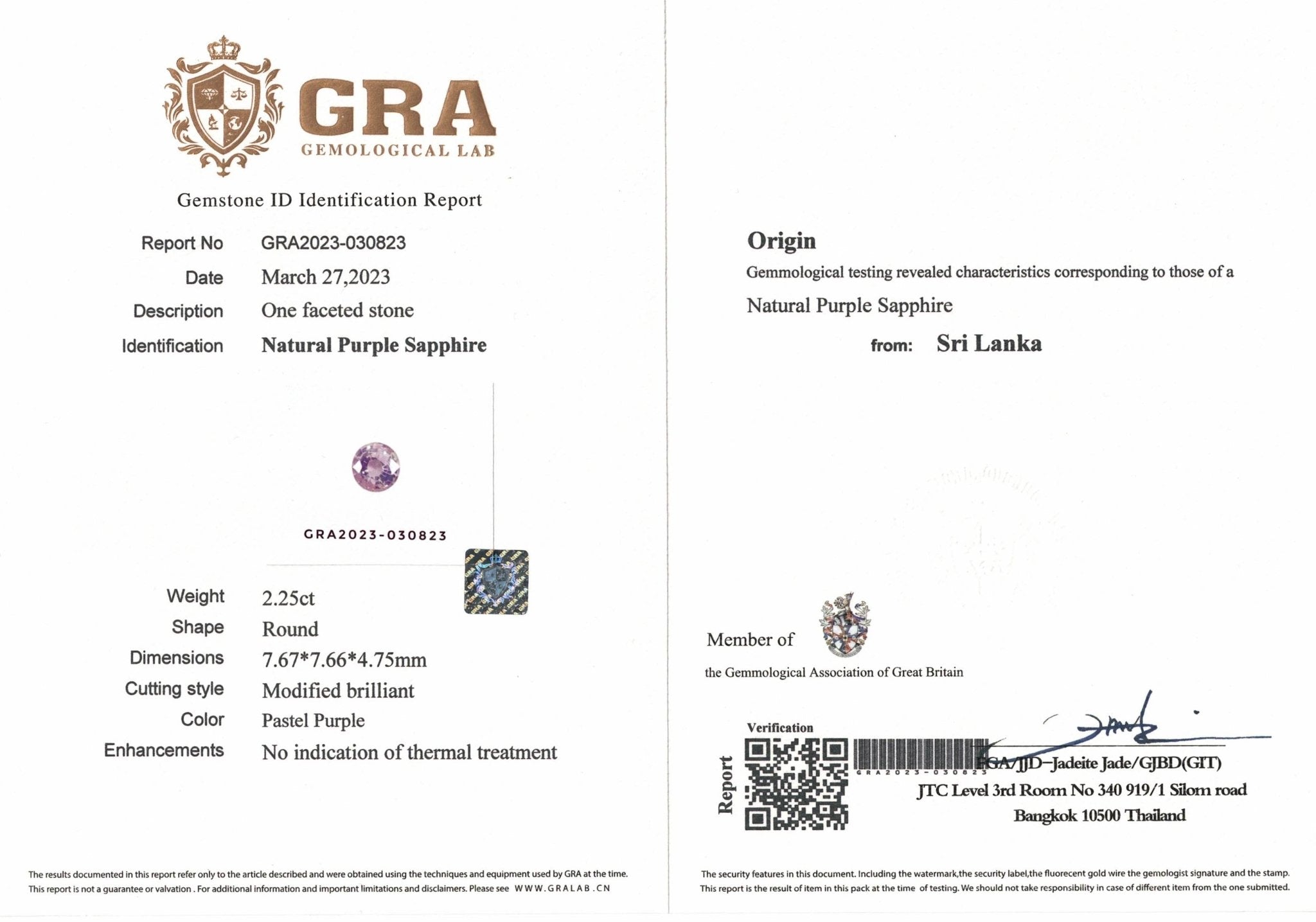 2.25ct Pastel Purple Sapphire - The Sapphire Merchant