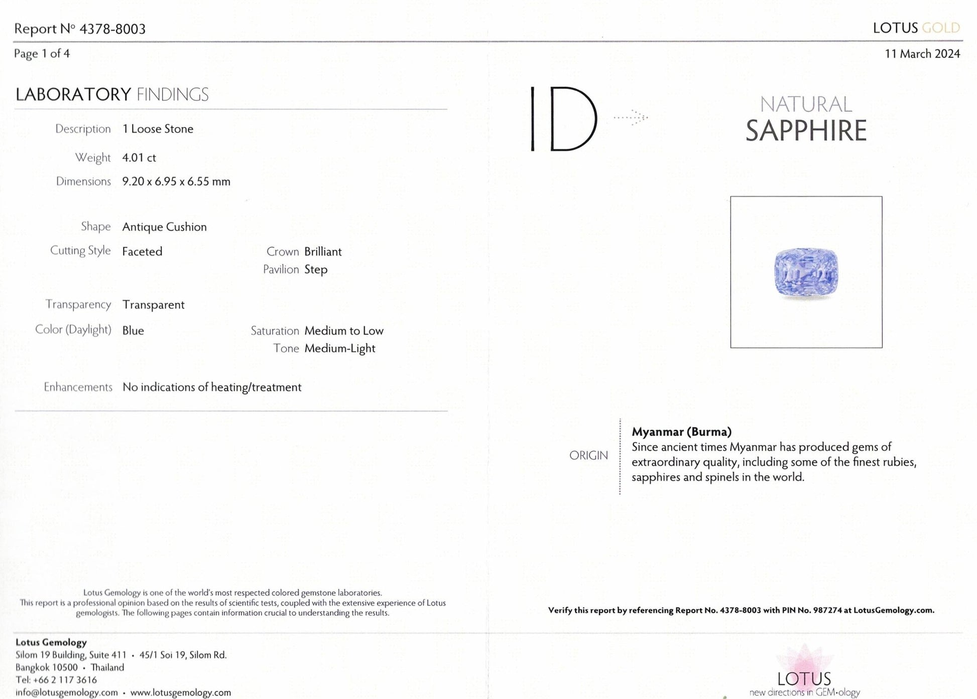 4.01ct Burmese Blue Sapphire - The Sapphire Merchant