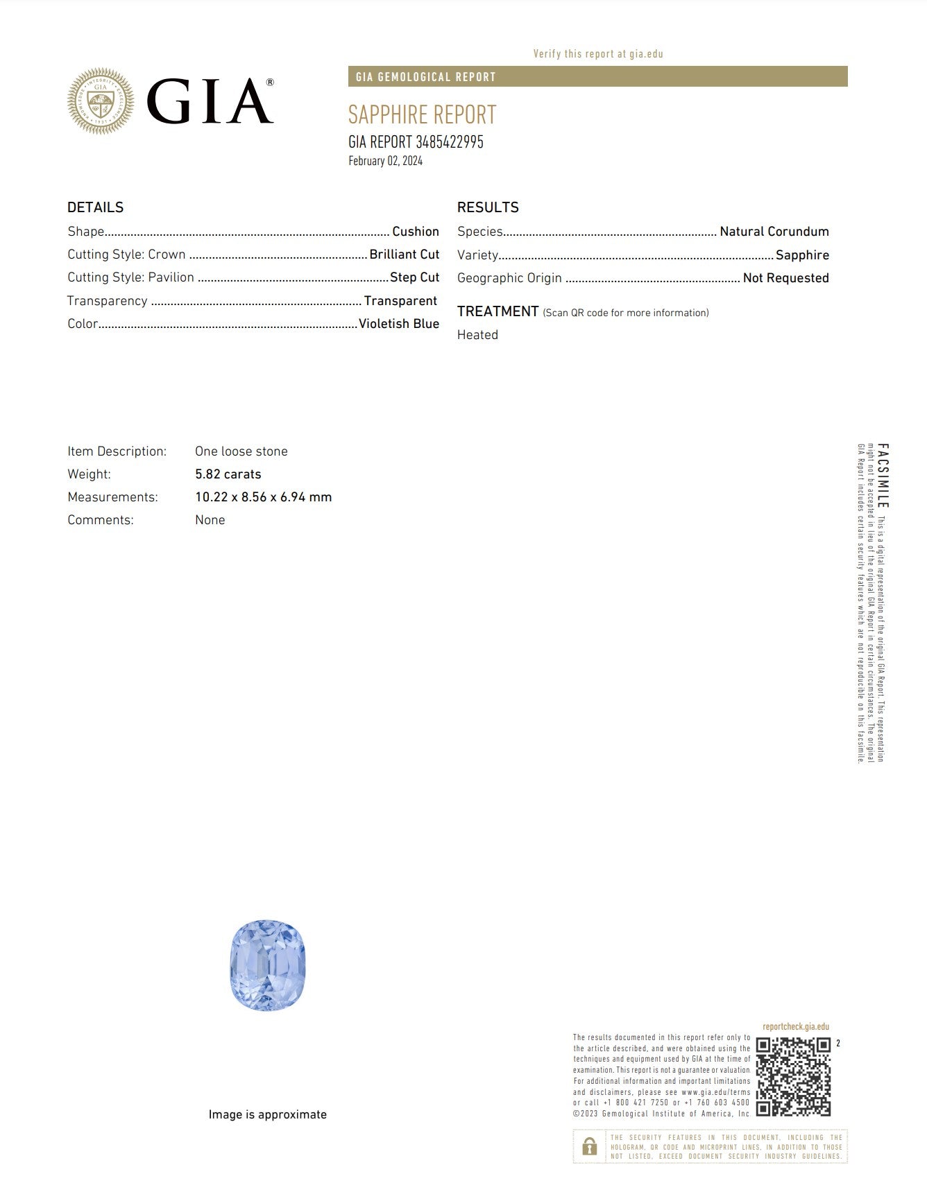 5.82ct Violet Blue Sapphire - The Sapphire Merchant