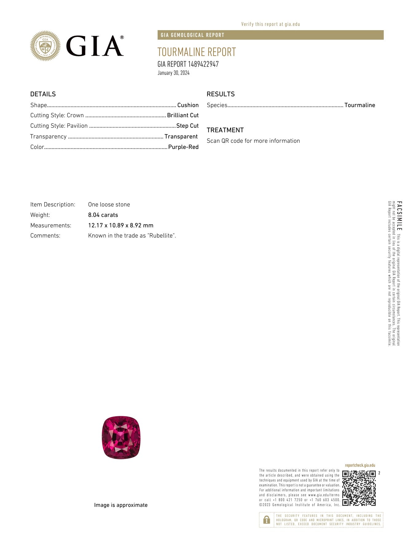 8.04ct Rubellite Tourmaline - The Sapphire Merchant