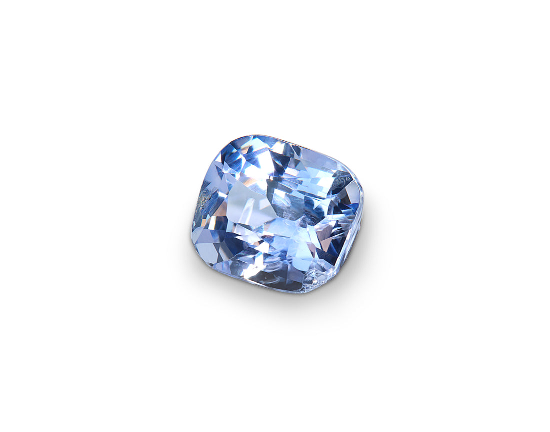 Blue gemstone on a white background