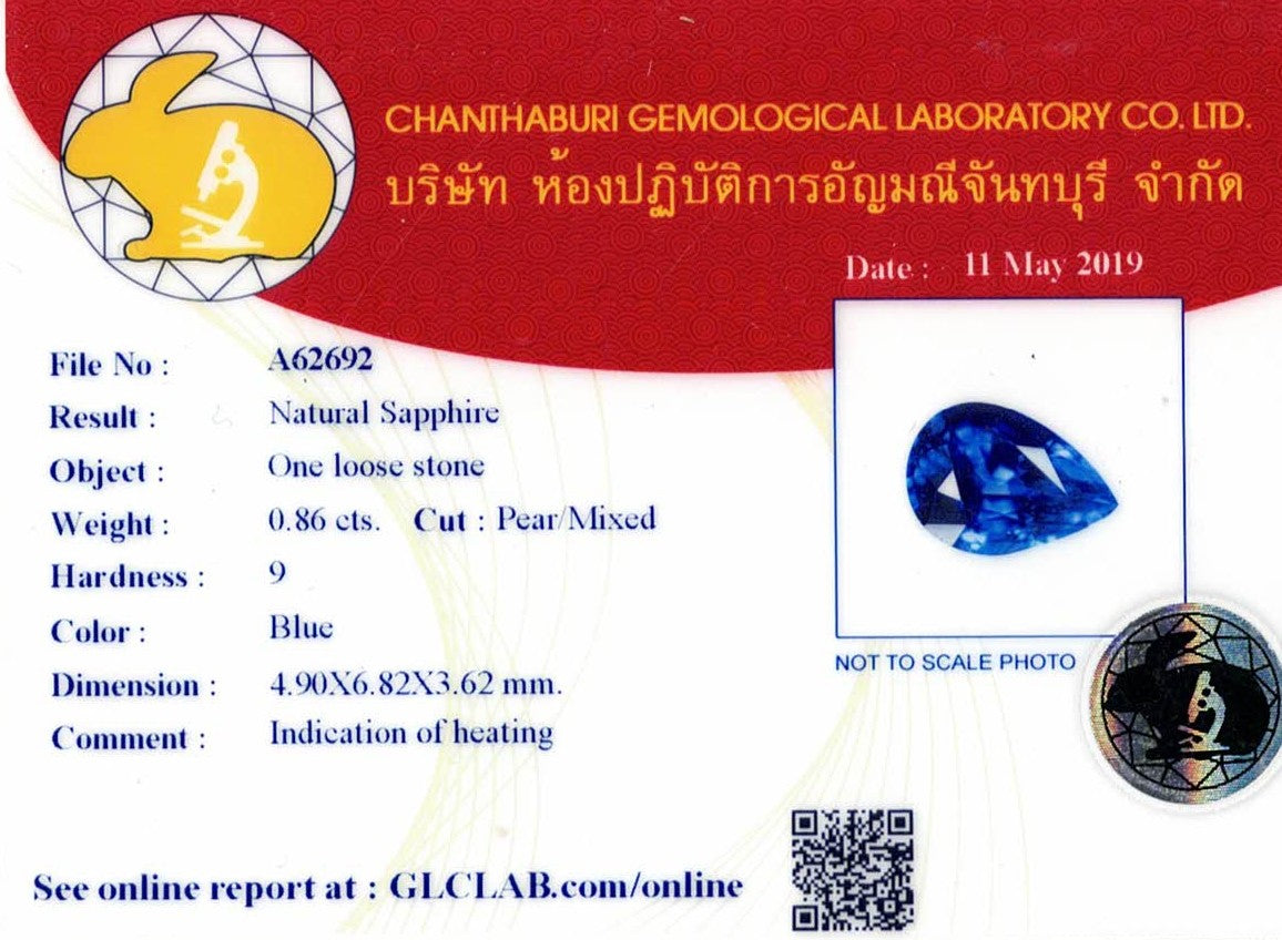 0.86ct Royal Blue Sapphire