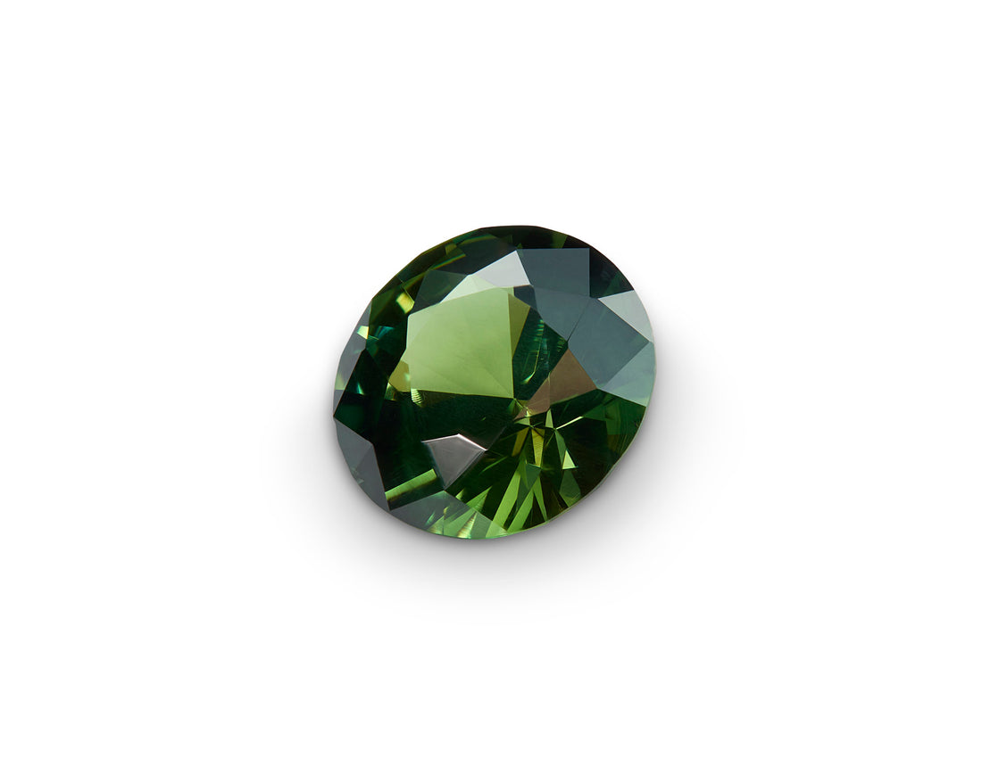 0.89ct Green Sapphire Round Brilliant Cut