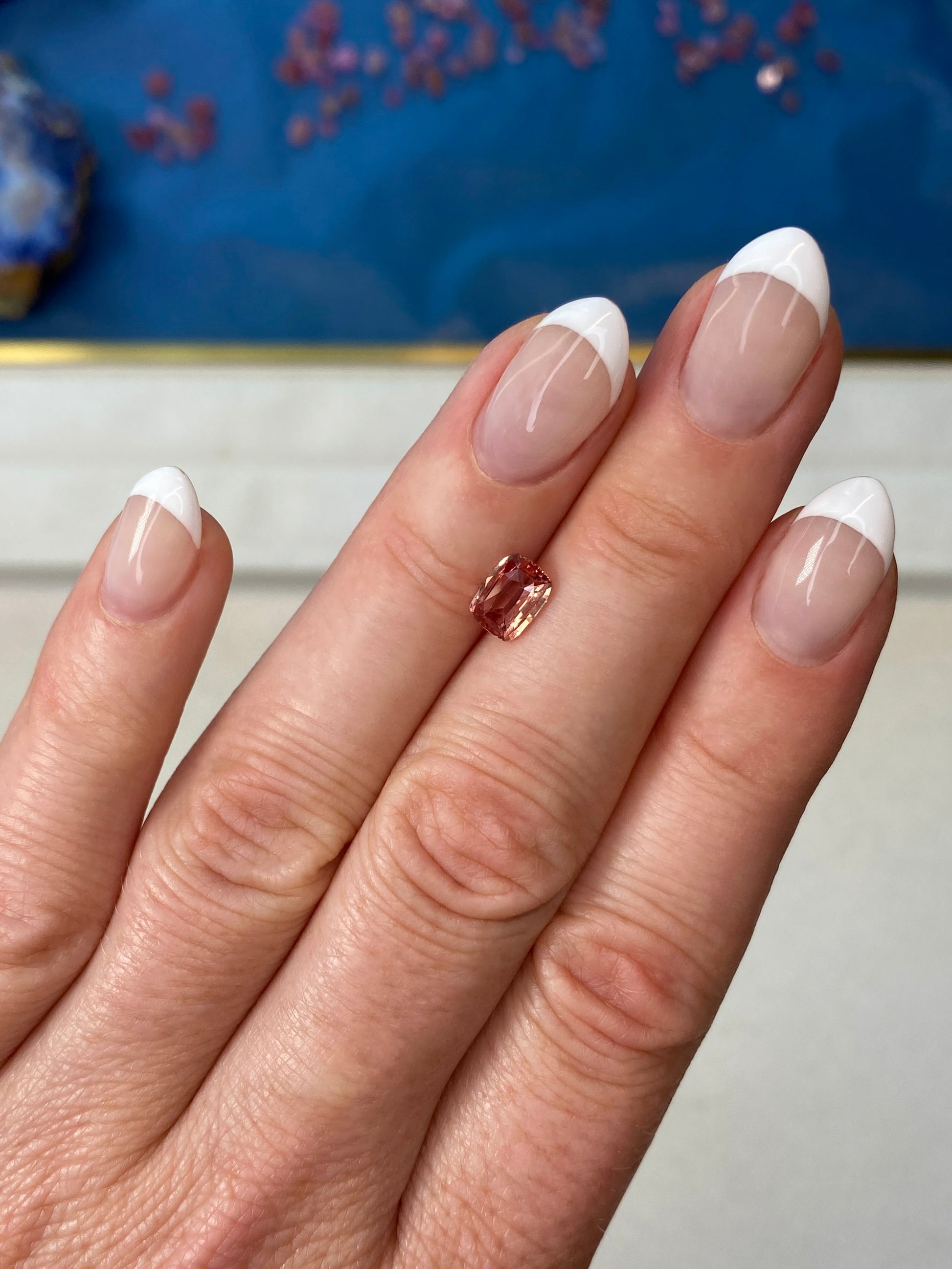 0.93ct Padparadscha Sapphire Cushion Cut Unheated