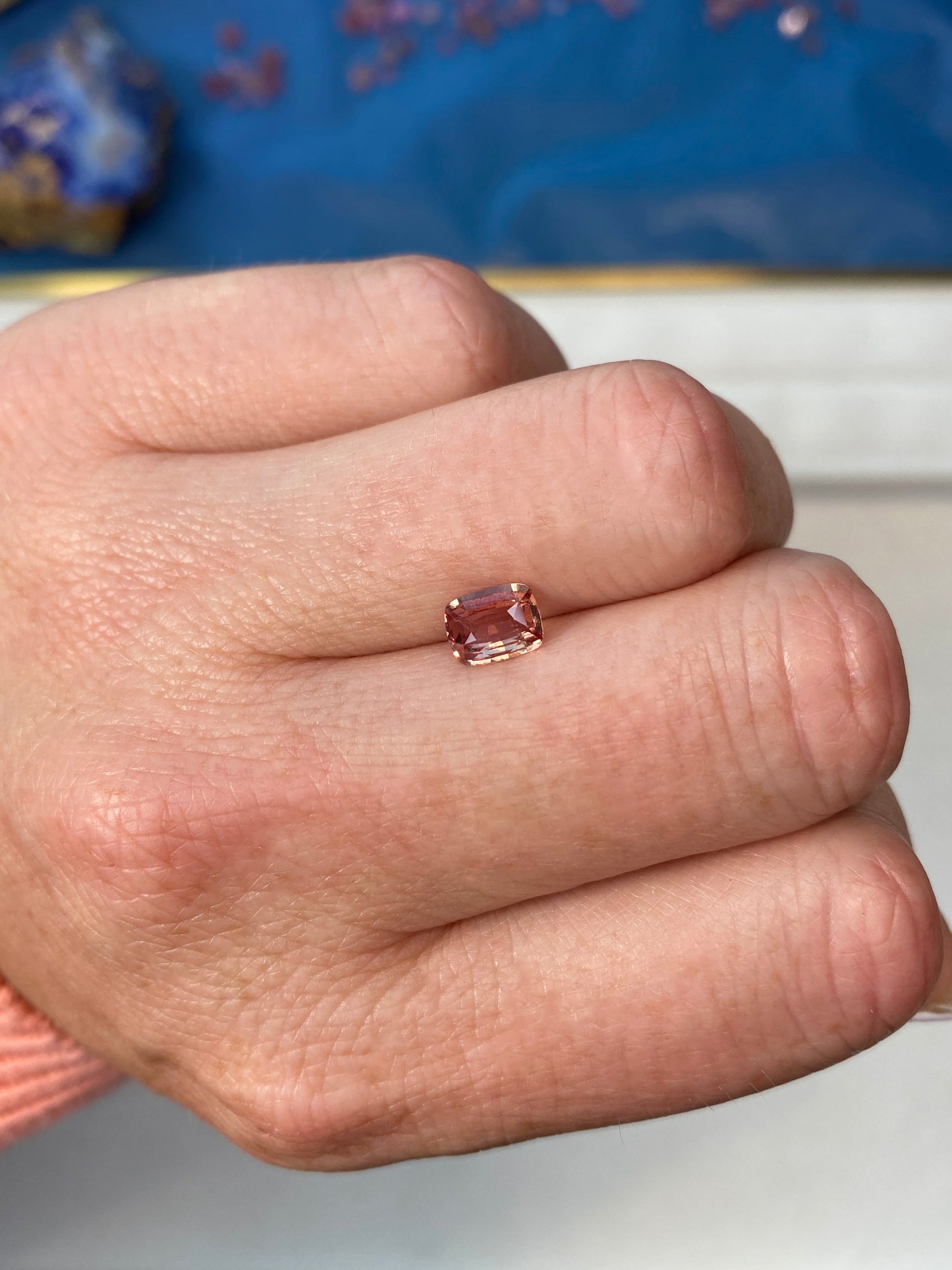 0.93ct Padparadscha Sapphire Cushion Cut Unheated
