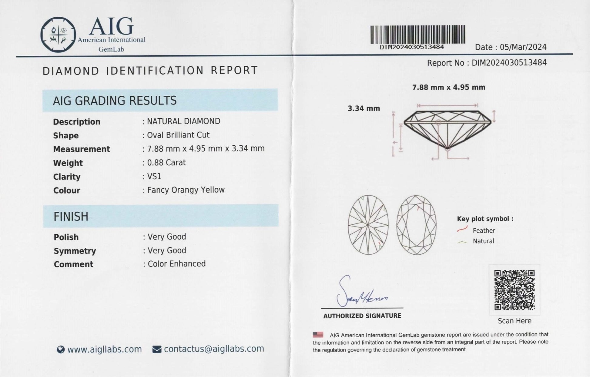 0.88ct Natural Yellow Diamond - The Sapphire Merchant