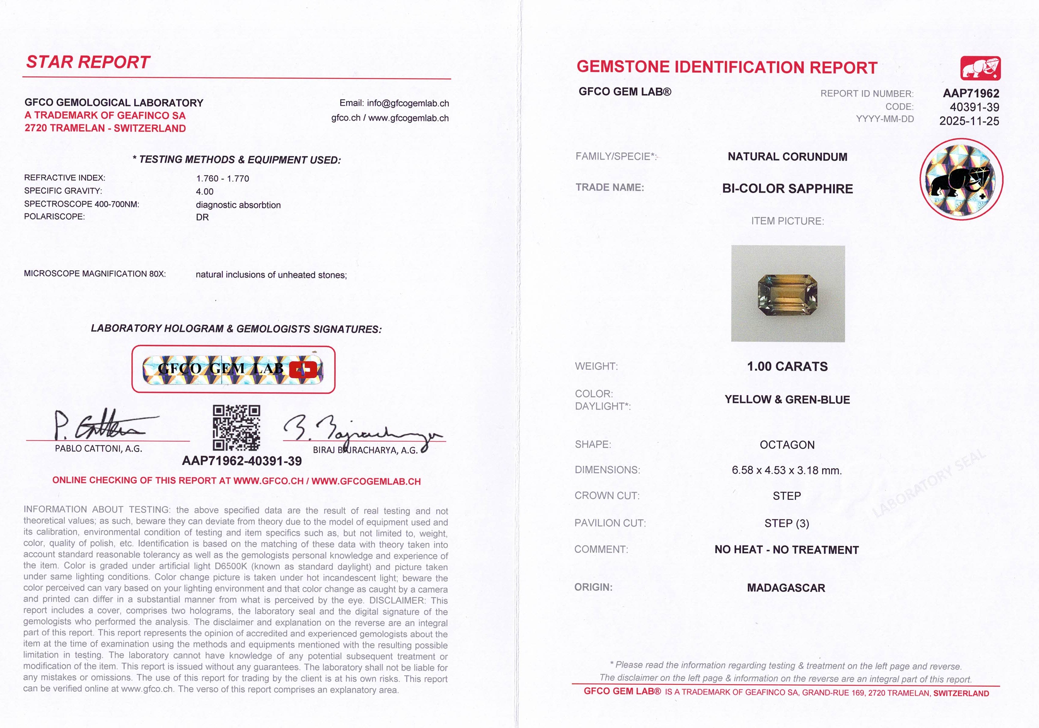 1.00ct Bi-Colour Sapphire