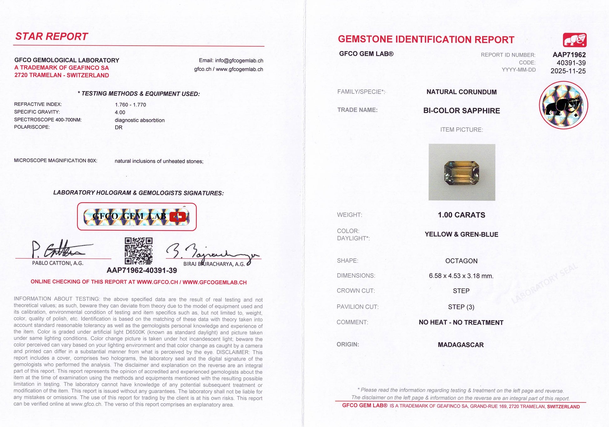 1.00ct Bi-Colour Sapphire