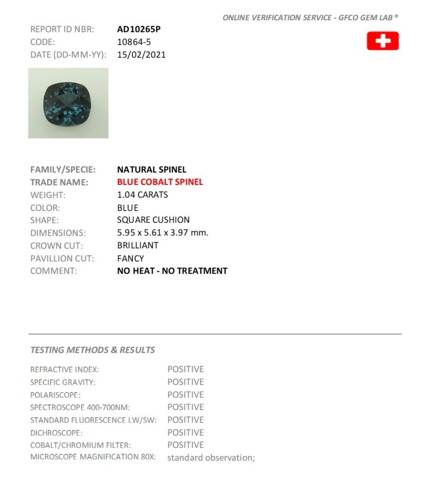 1.04ct Cobalt Blue Spinel - The Sapphire Merchant