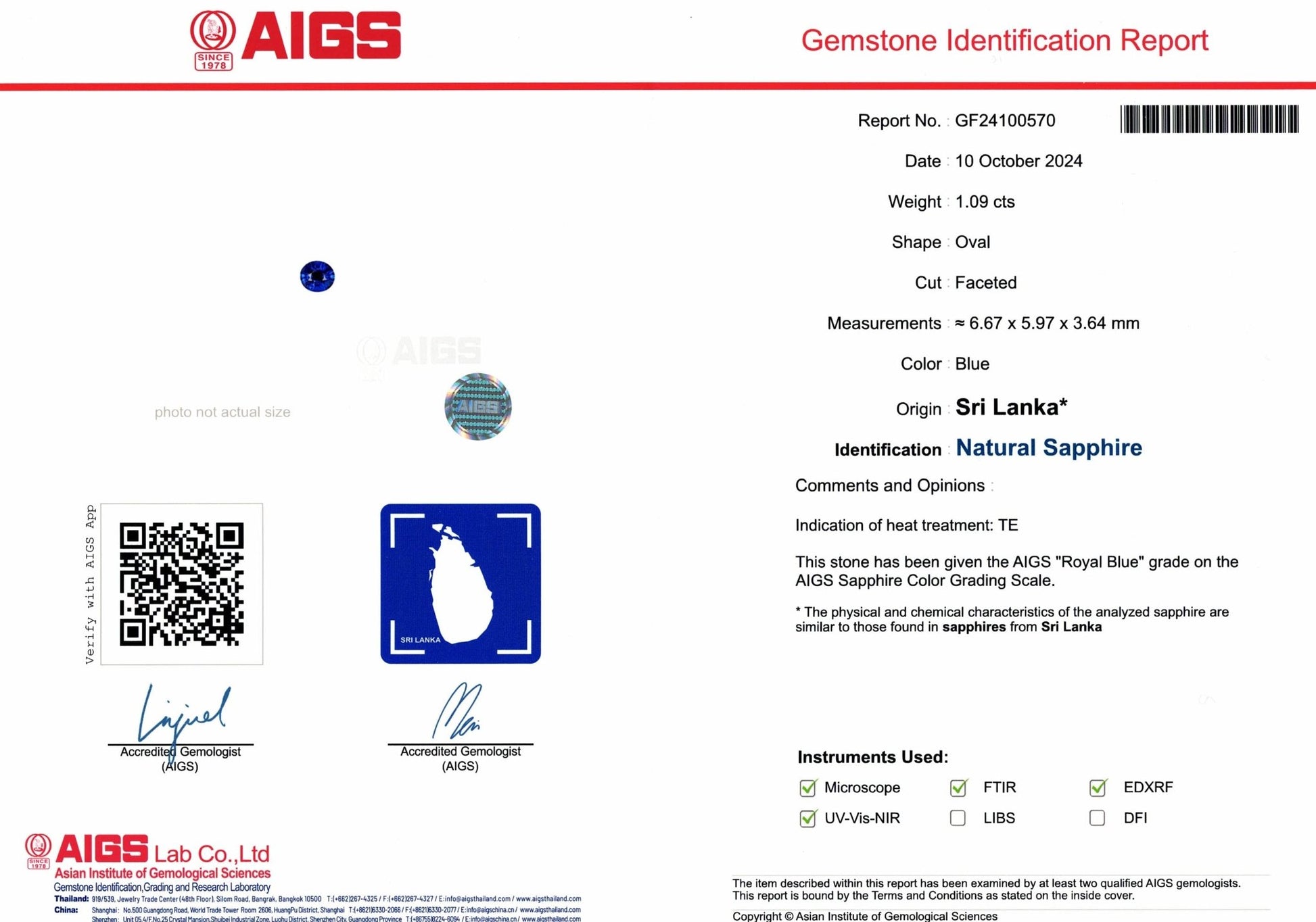 1.09ct Royal Blue Sapphire - The Sapphire Merchant