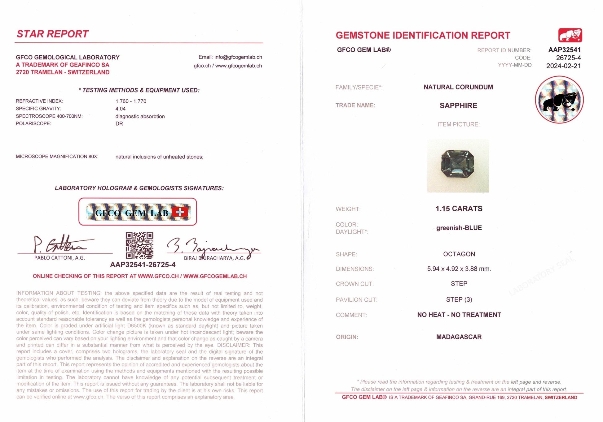 1.15ct Teal Green Sapphire - The Sapphire Merchant