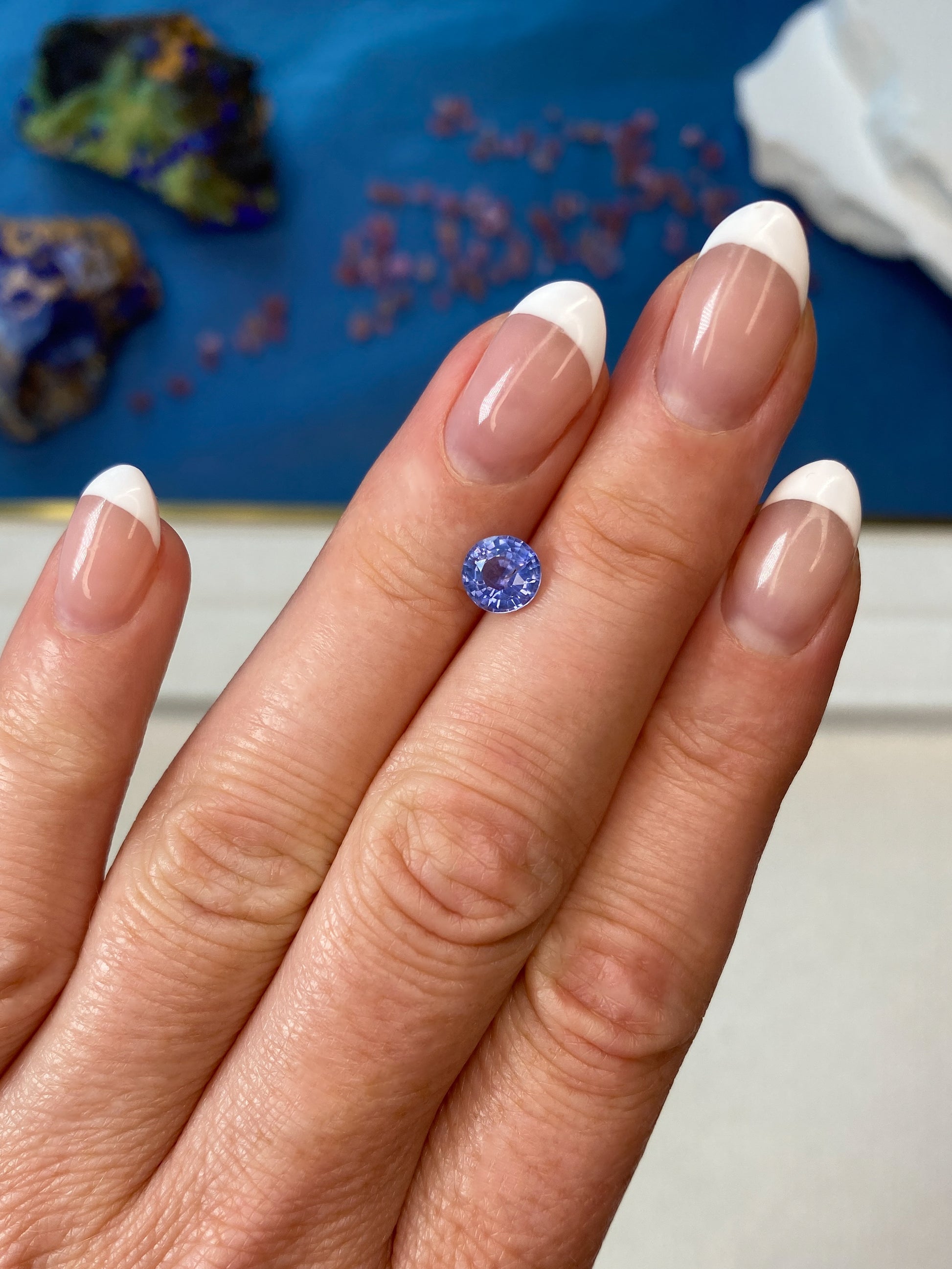 1.27ct Cornflower Blue Sapphire Round Brilliant Cut