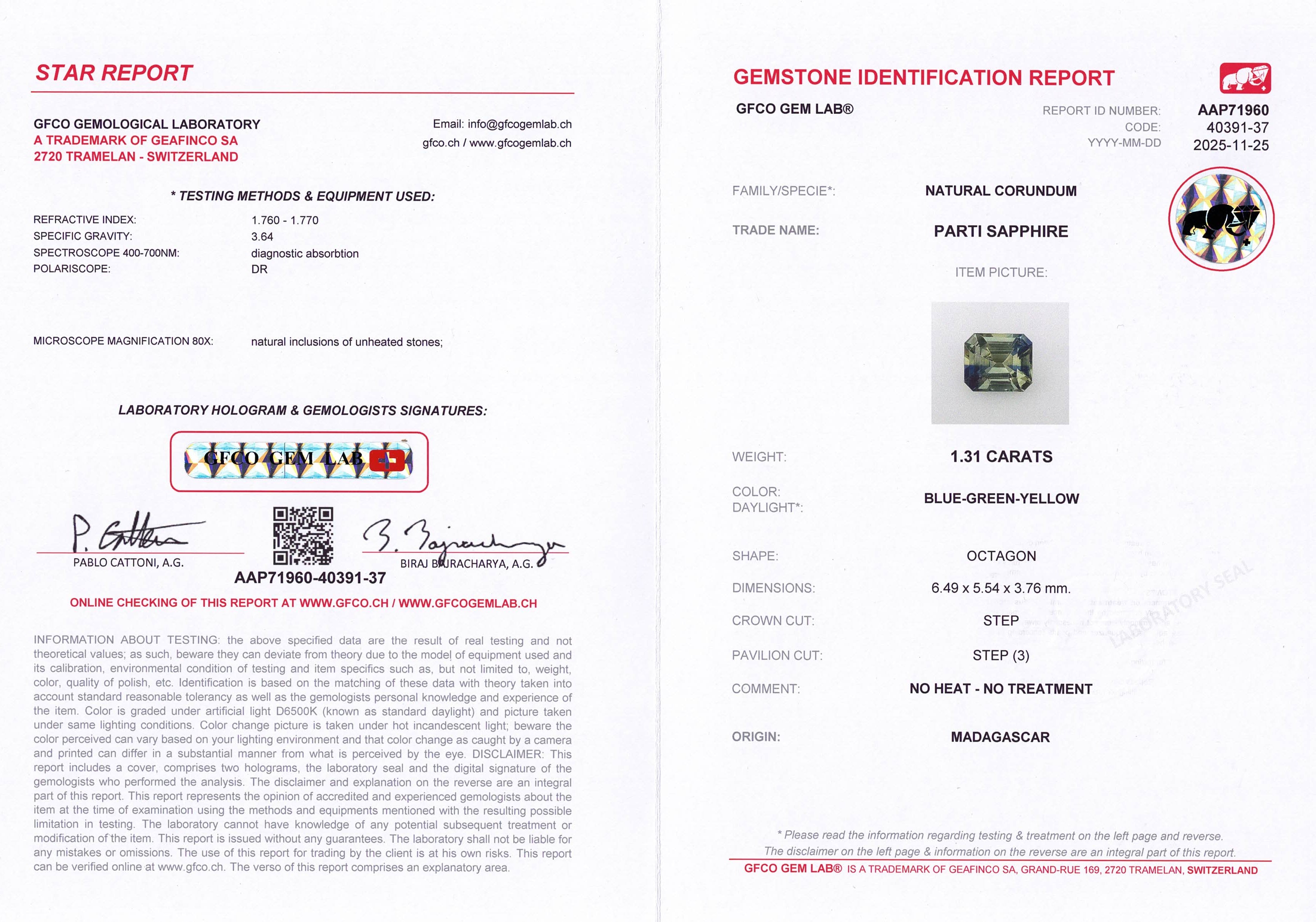 1.32ct Parti Sapphire Emerald Cut