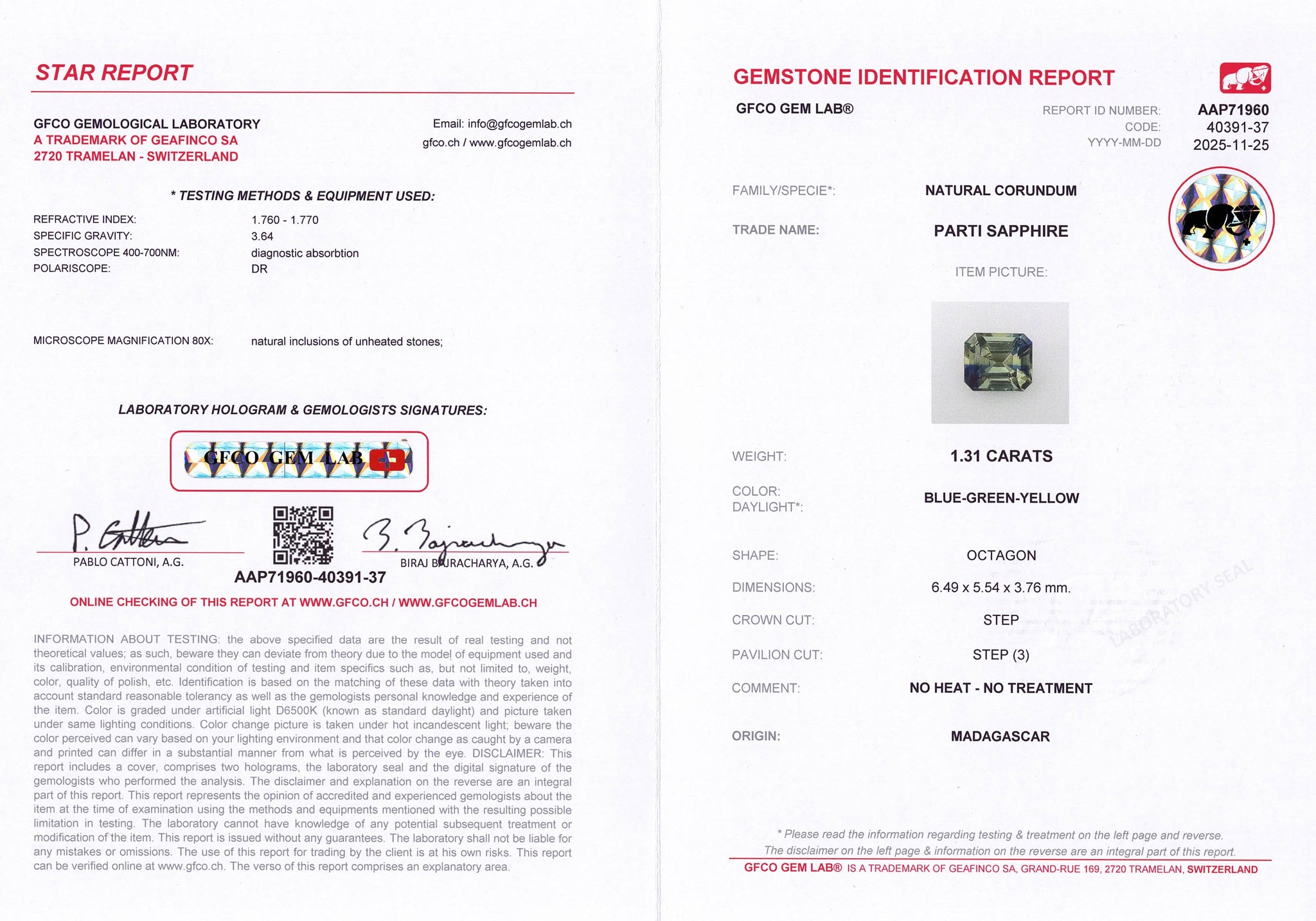 1.32ct Parti Sapphire Emerald Cut