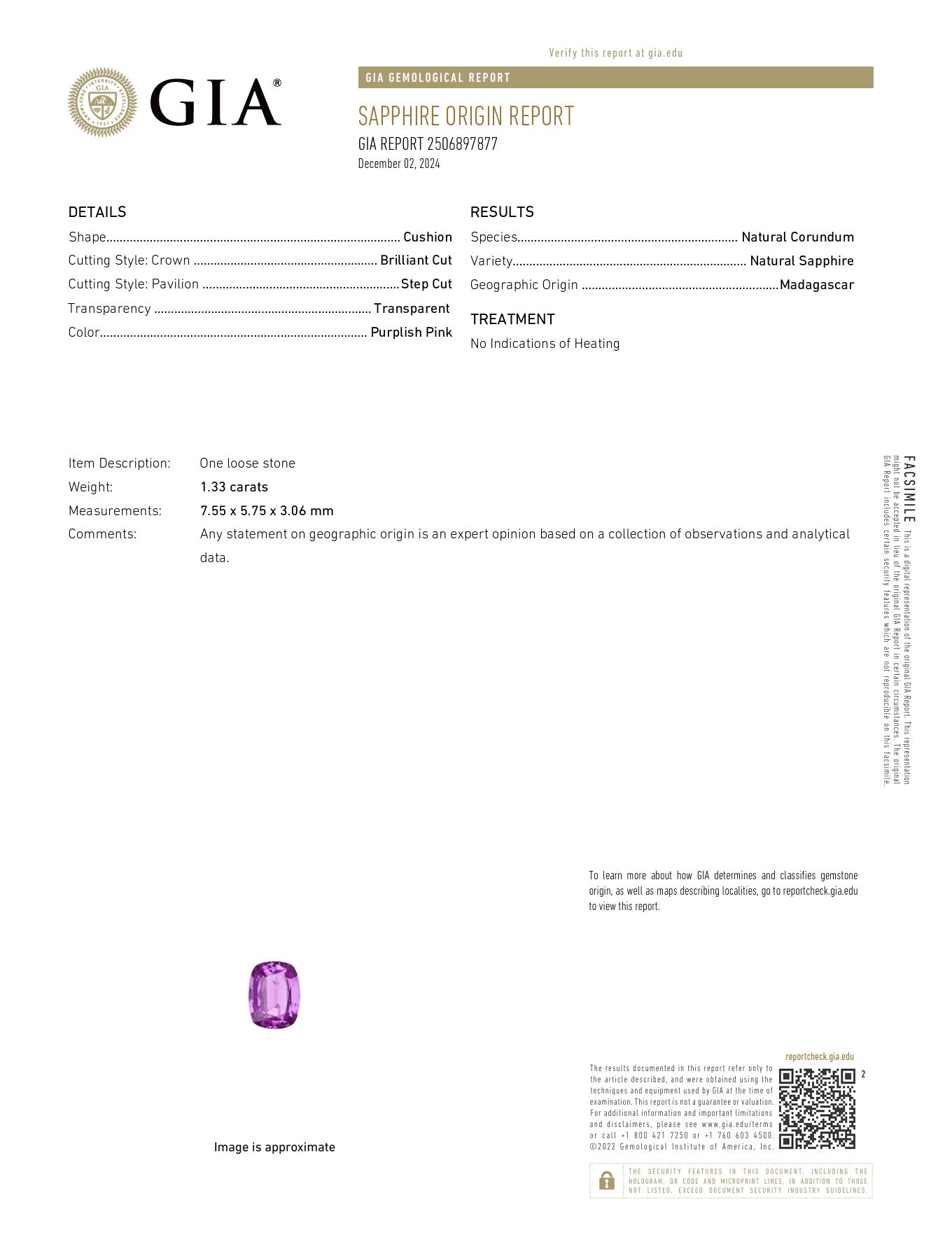 1.33ct Pink Sapphire - The Sapphire Merchant