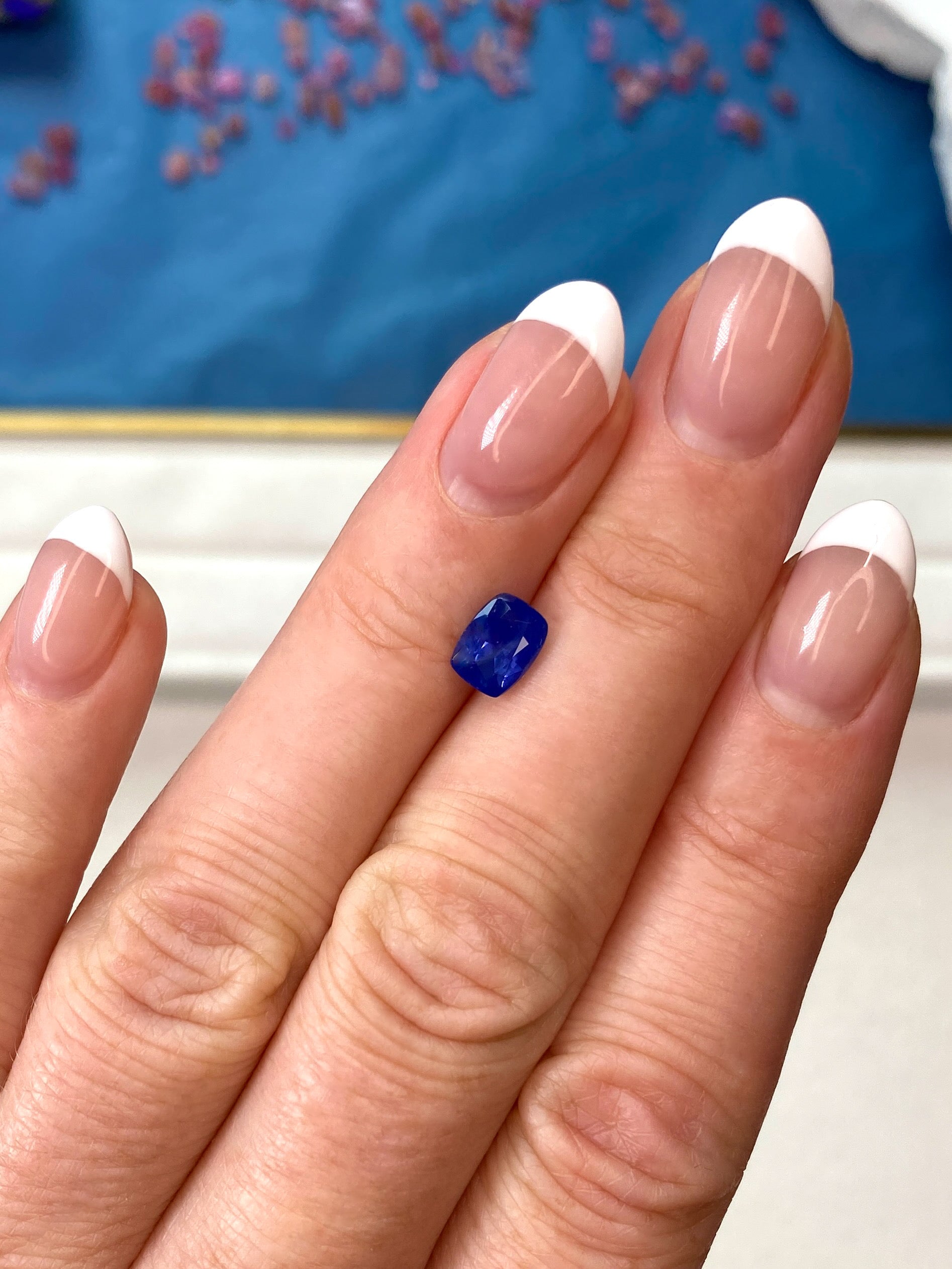 1.33ct Smokey Blue Sapphire Cushion Cut