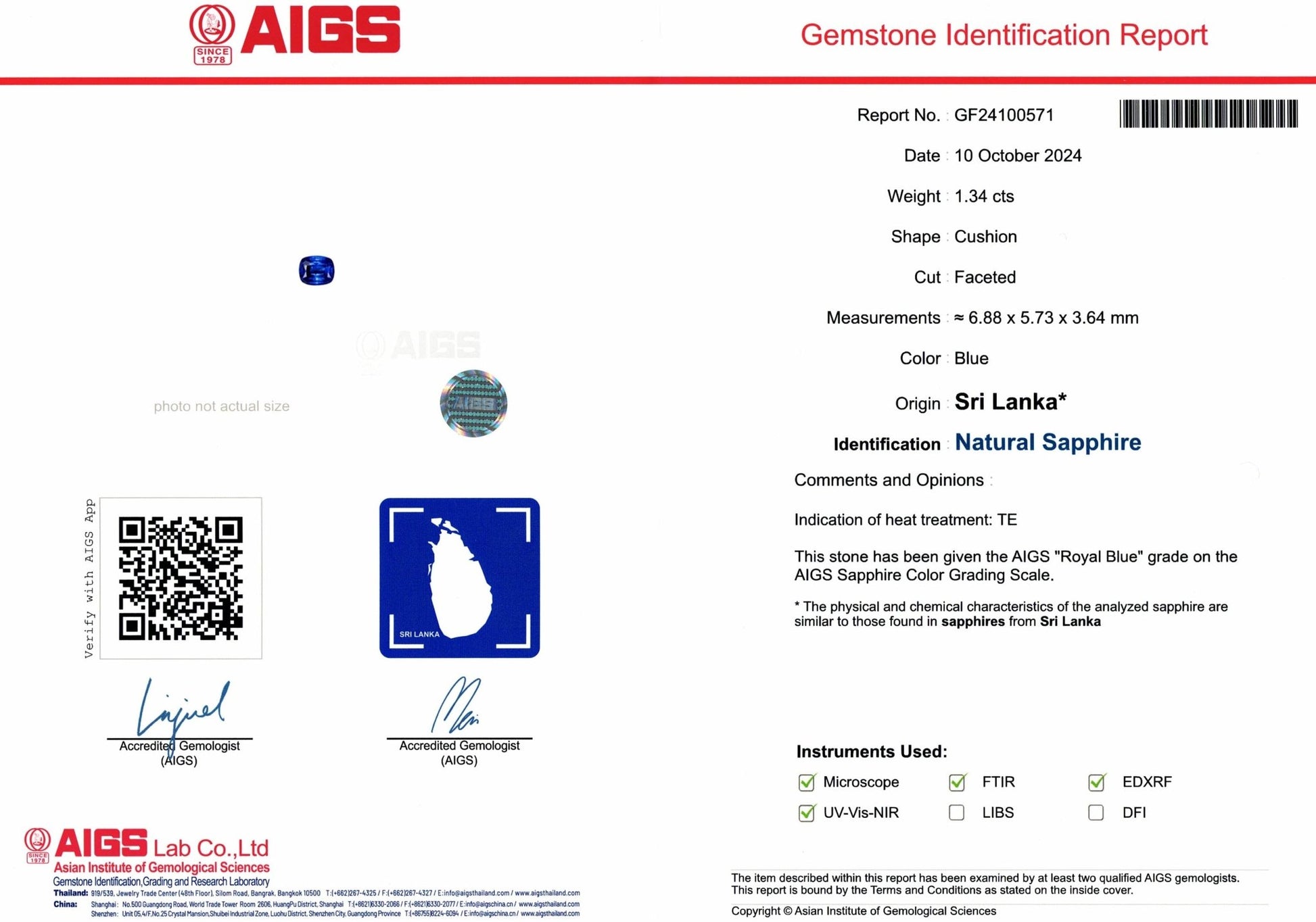 1.34ct Royal Blue Sapphire - The Sapphire Merchant