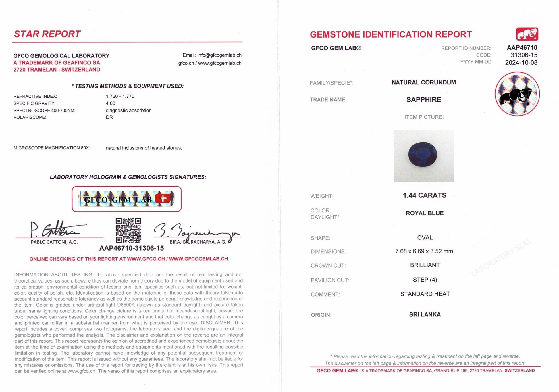 1.44ct Royal Blue Sapphire - The Sapphire Merchant