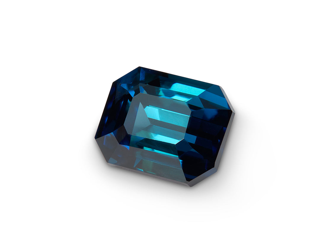 1.52ct Peacock Blue Sapphire Emerald Cut