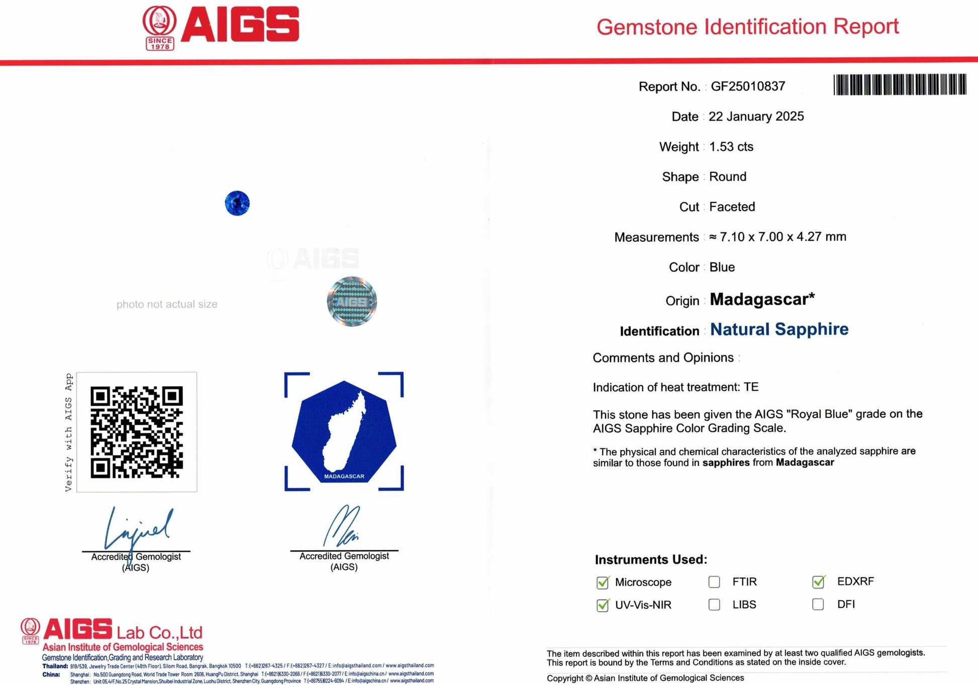 1.53ct Royal Blue Sapphire - The Sapphire Merchant
