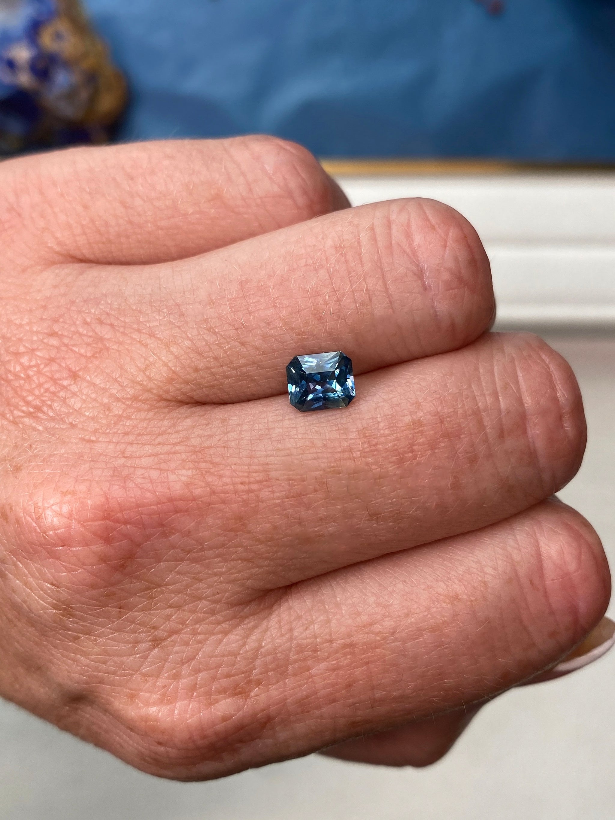 1.55ct Teal Blue Sapphire Radiant Cut