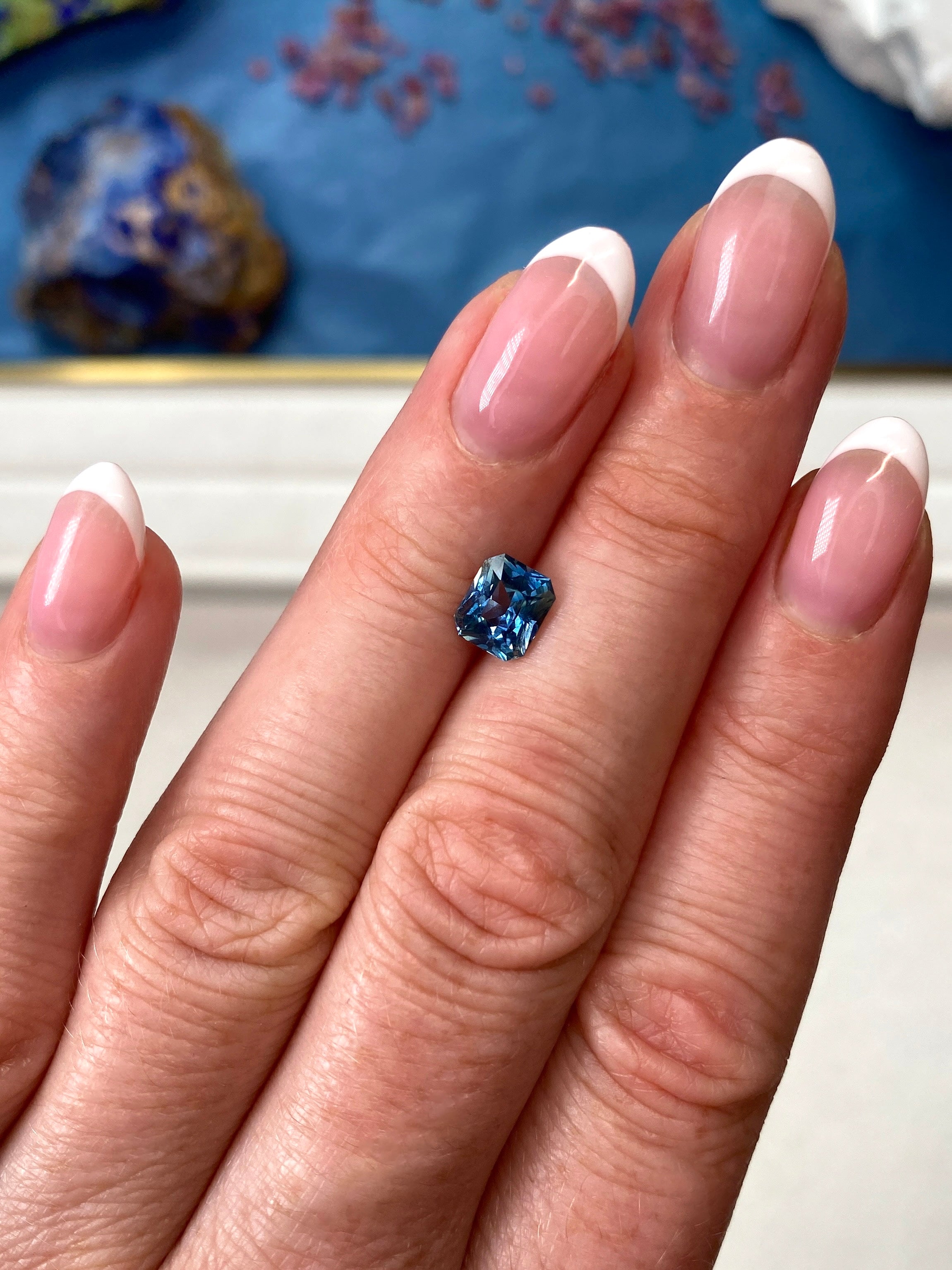 1.55ct Teal Blue Sapphire Radiant Cut