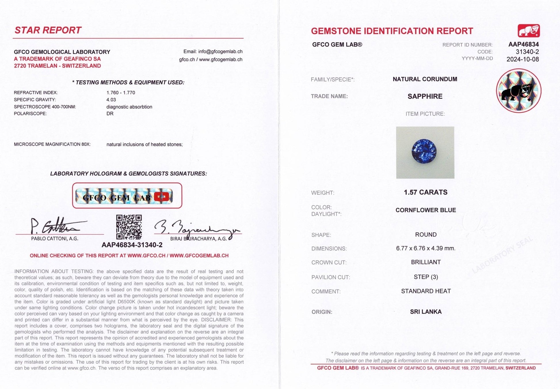 1.57ct Cornflower Blue Sapphire - The Sapphire Merchant