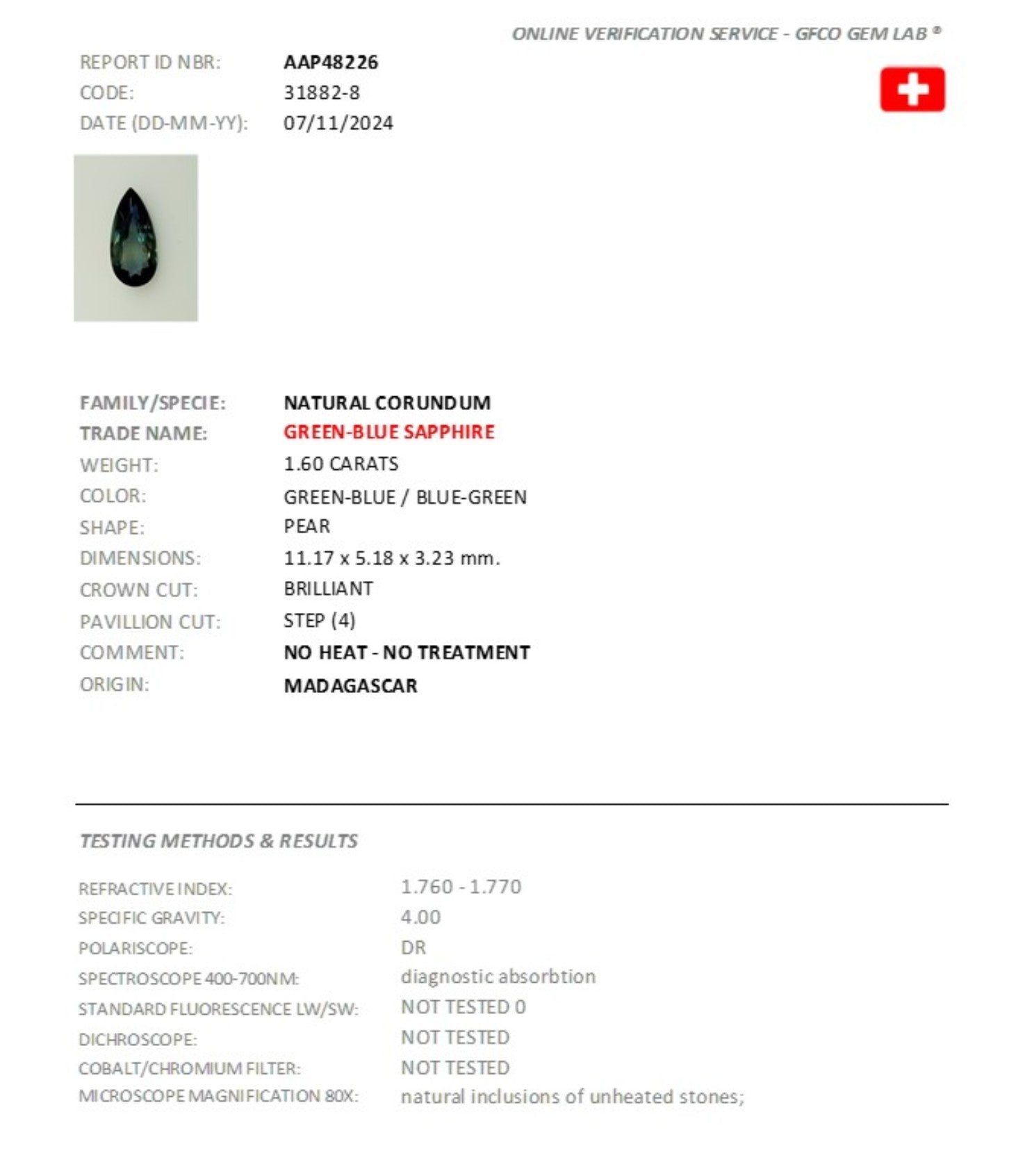 1.60ct Teal Sapphire - The Sapphire Merchant