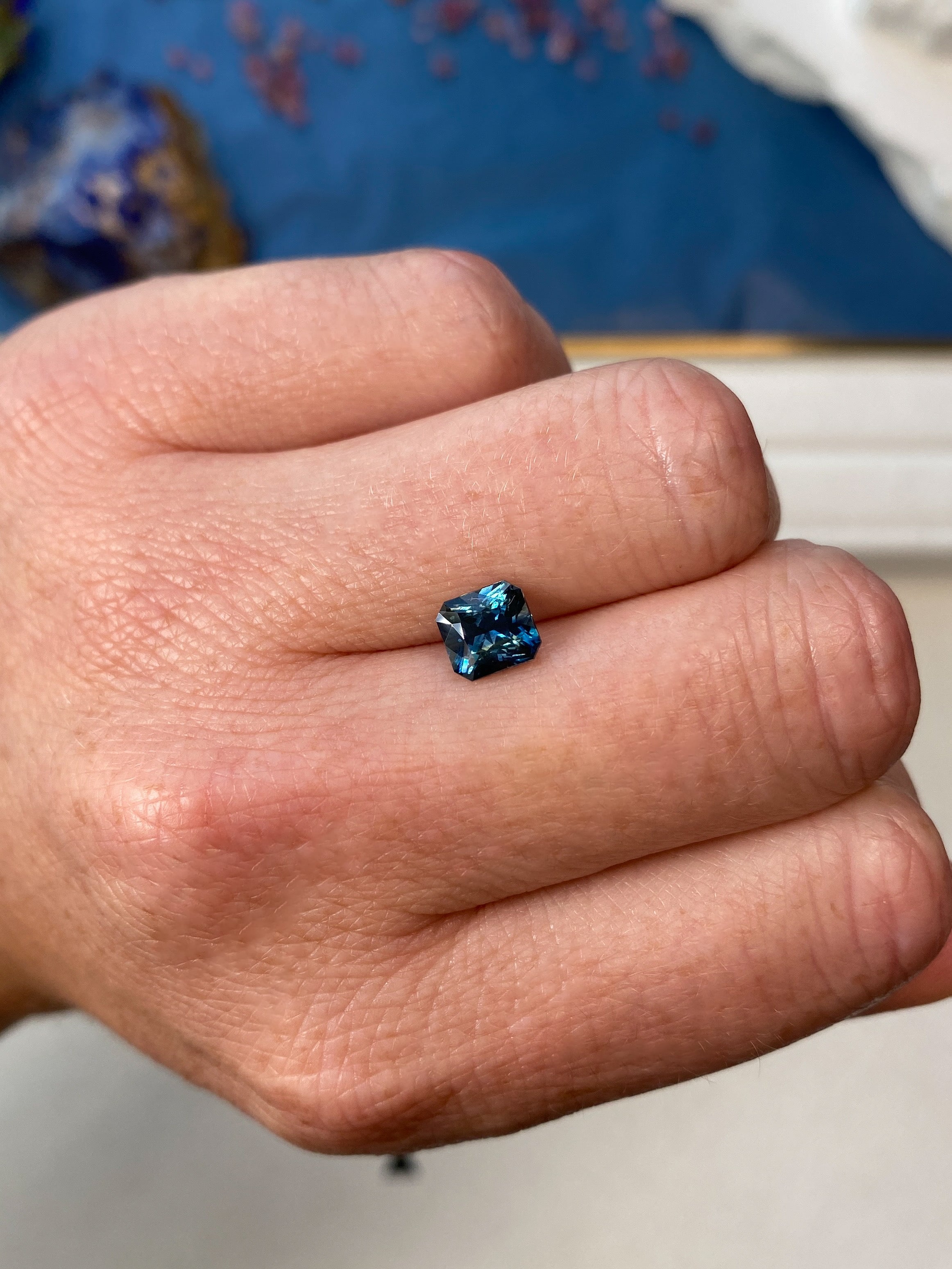 1.66ct Greenish-Blue Sapphire Radiant Cut