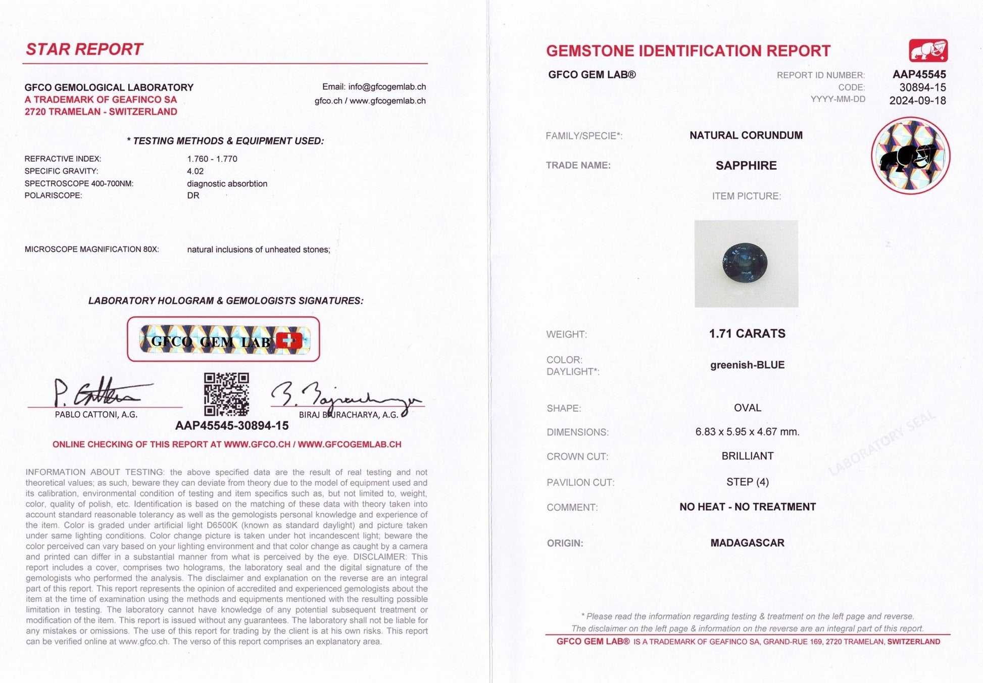 1.71ct Teal Blue Sapphire - The Sapphire Merchant